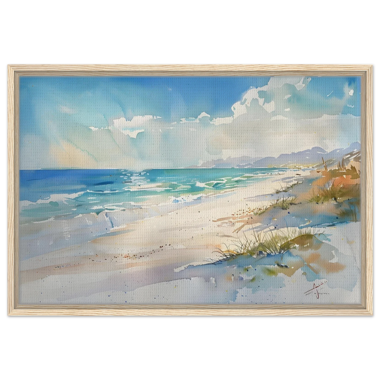 Whispers of the Shore – Coastal Serenity in Motion | Wall art Print - Framed Canvas - 50x75 cm / 20x30″ - Wood frame