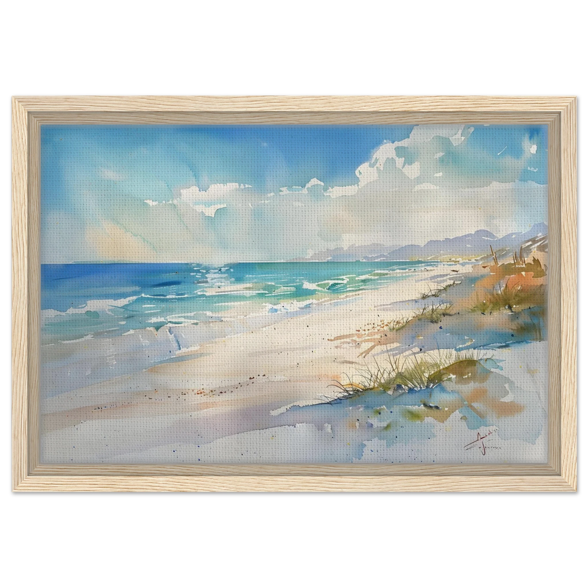 Whispers of the Shore – Coastal Serenity in Motion | Wall art Print - Framed Canvas - 30x45 cm / 12x18″ - Wood frame