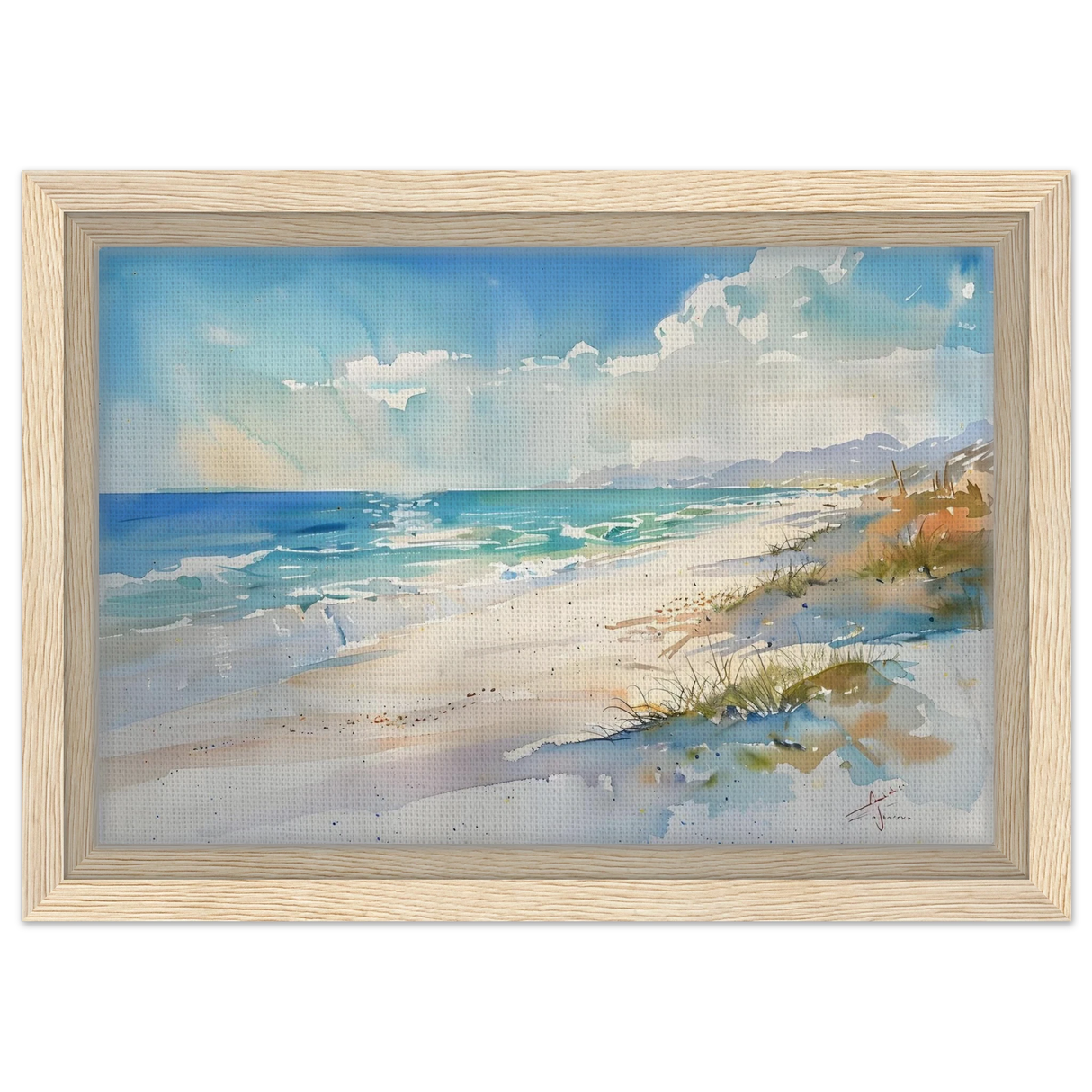 Whispers of the Shore – Coastal Serenity in Motion | Wall art Print - Framed Canvas - 20x30 cm / 8x12″ - Wood frame
