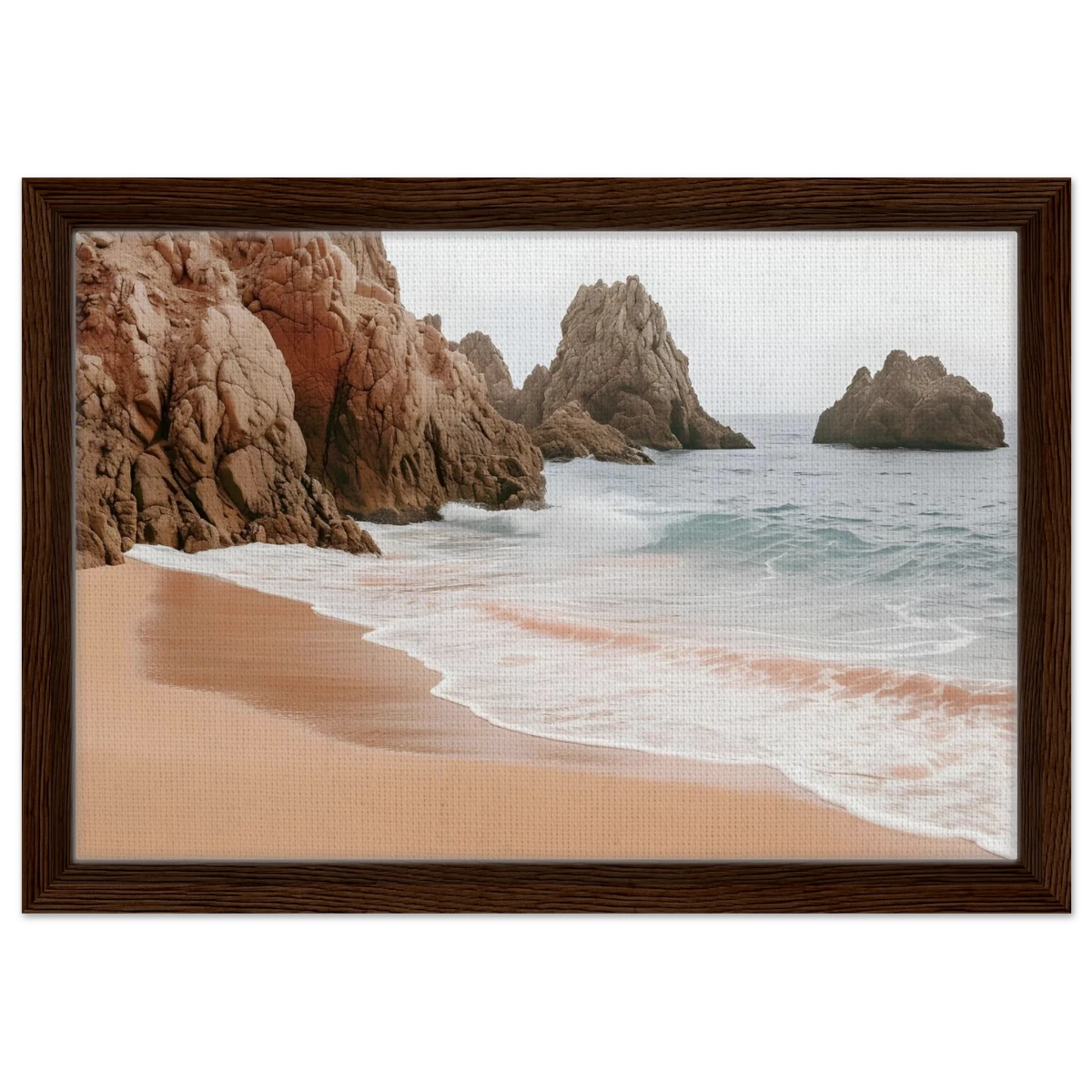 "Whispers of the Shore" – Tranquil Coastal Fine Art Photography | Wall art print - Framed Canvas - 30x45 cm / 12x18″ - Dark wood frame