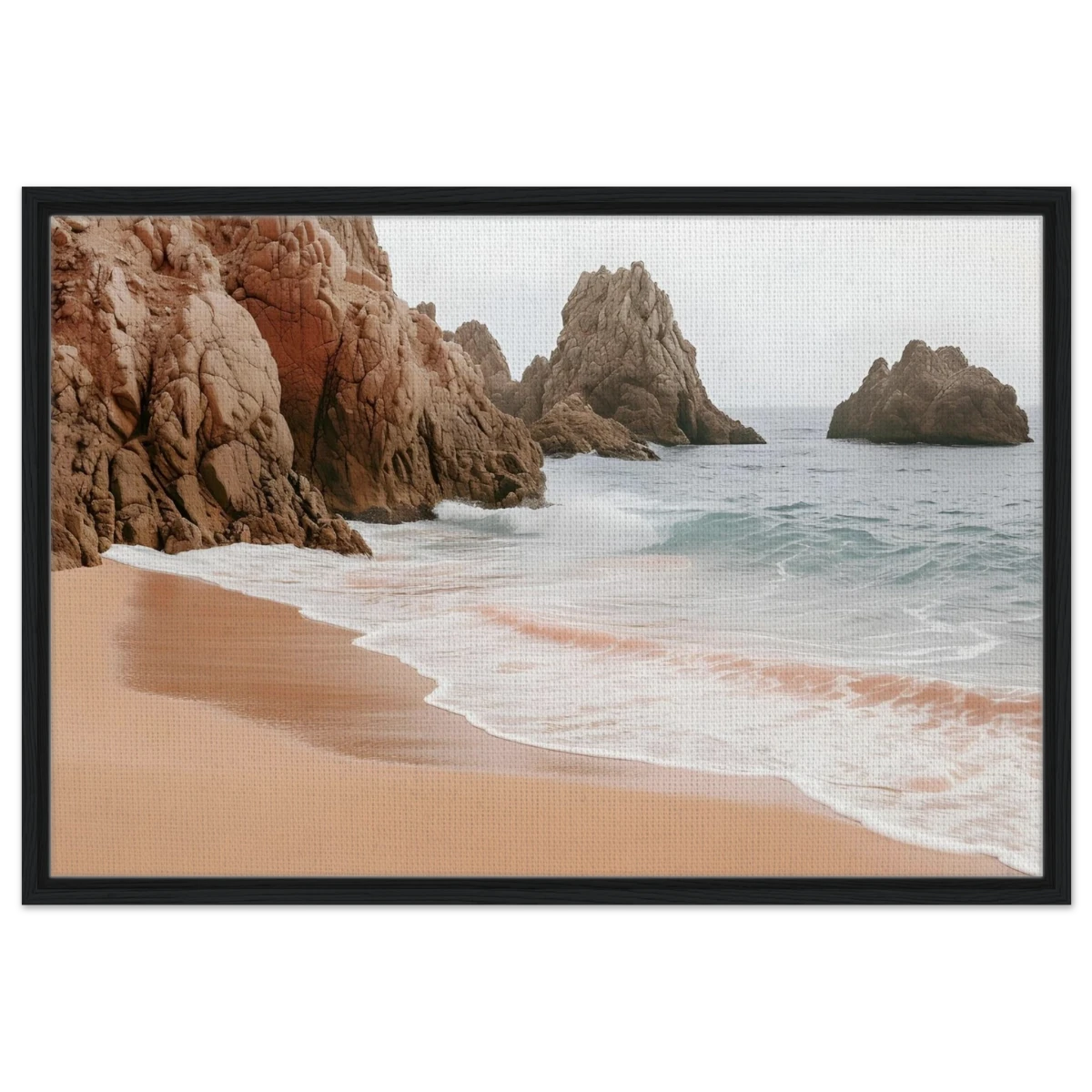 "Whispers of the Shore" – Tranquil Coastal Fine Art Photography | Wall art print - Framed Canvas - 60x90 cm / 24x36″ - Black frame