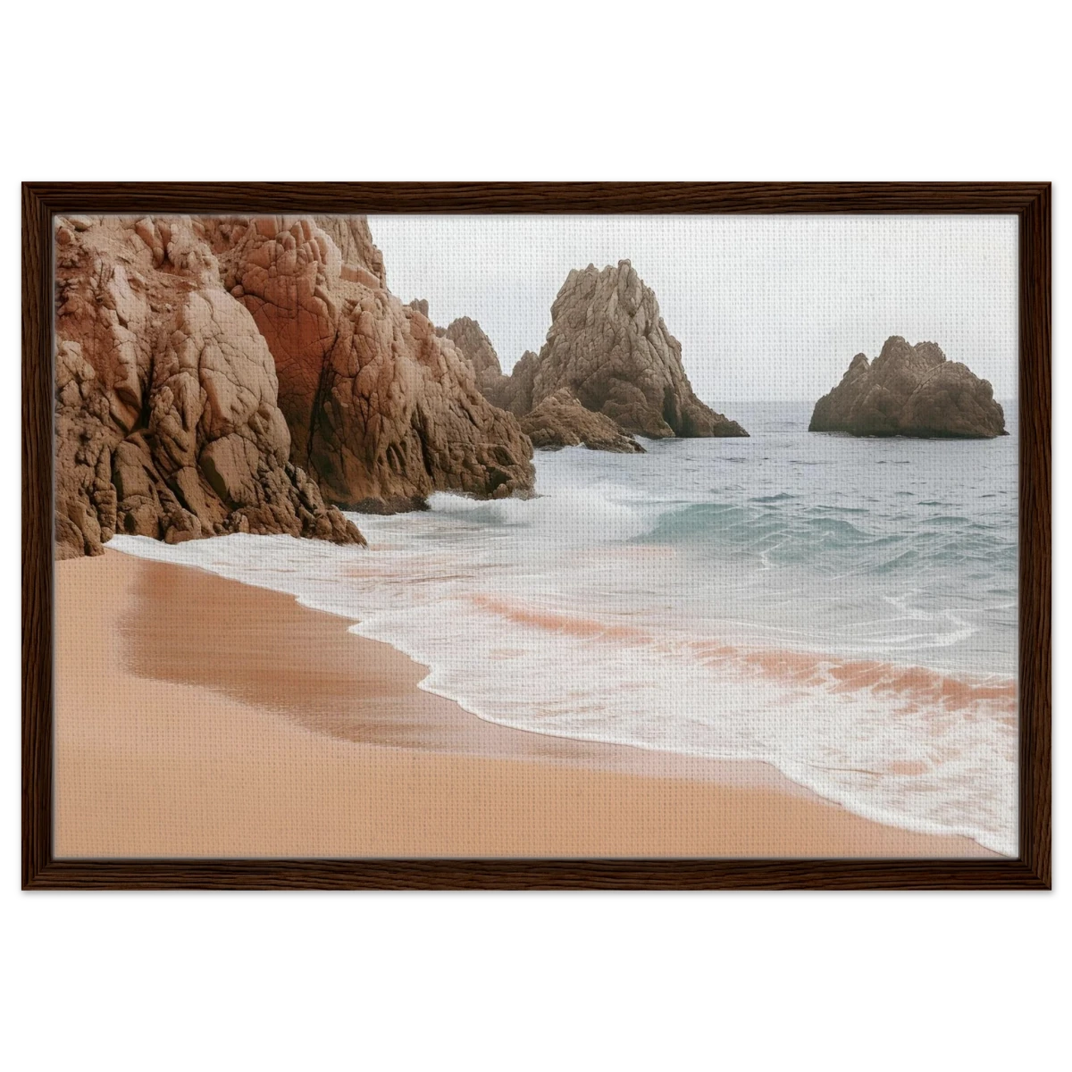 "Whispers of the Shore" – Tranquil Coastal Fine Art Photography | Wall art print - Framed Canvas - 50x75 cm / 20x30″ - Dark wood frame