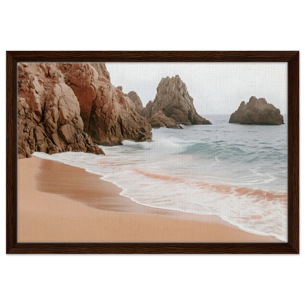 "Whispers of the Shore" – Tranquil Coastal Fine Art Photography | Wall art print - Framed Canvas - 40x60 cm / 16x24″ - Dark wood frame