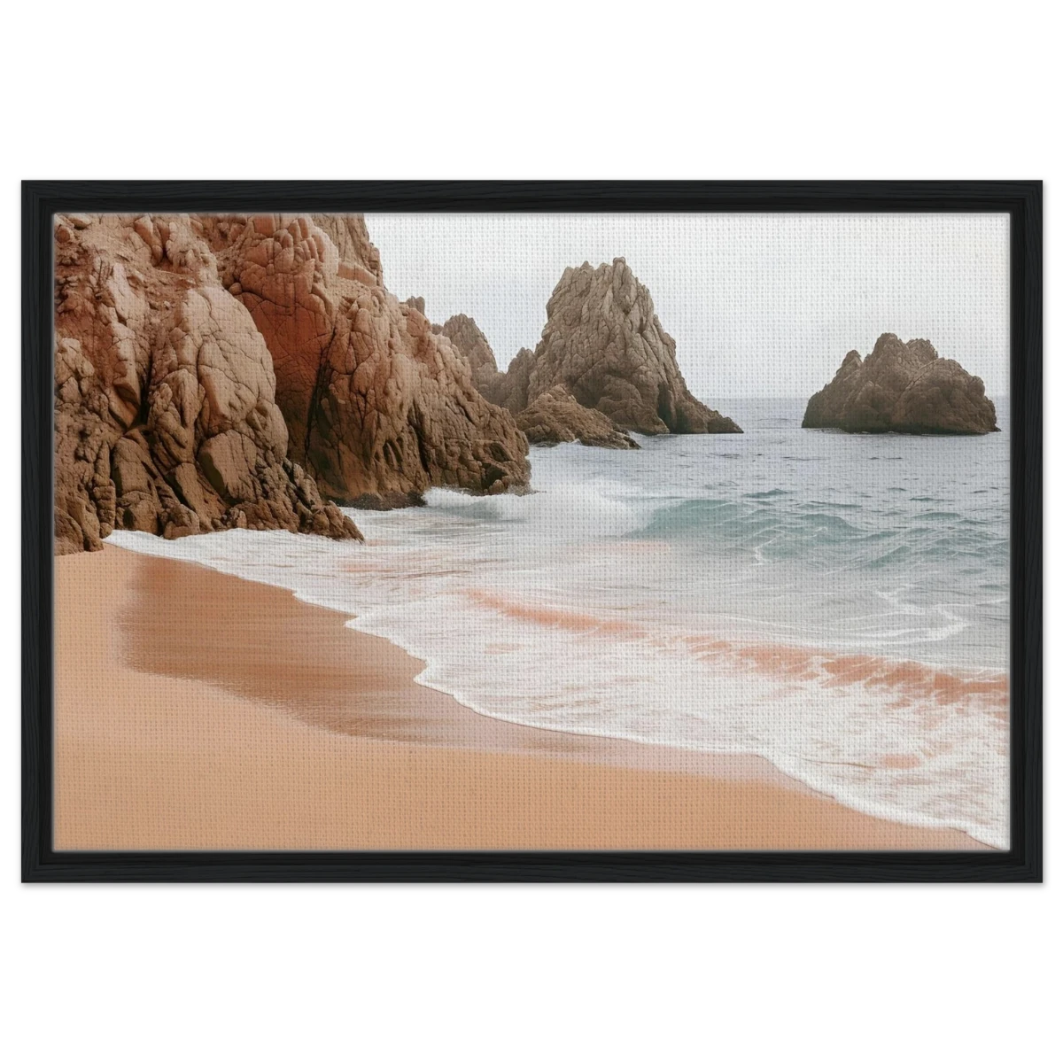 "Whispers of the Shore" – Tranquil Coastal Fine Art Photography | Wall art print - Framed Canvas - 50x75 cm / 20x30″ - Black frame