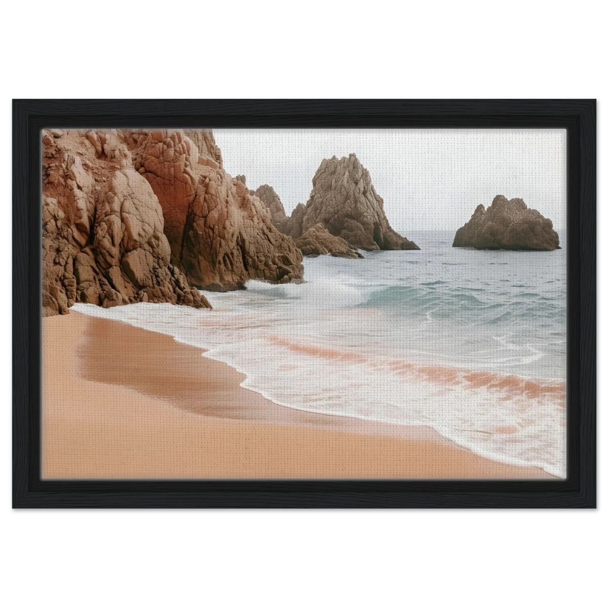 "Whispers of the Shore" – Tranquil Coastal Fine Art Photography | Wall art print - Framed Canvas - 30x45 cm / 12x18″ - Black frame