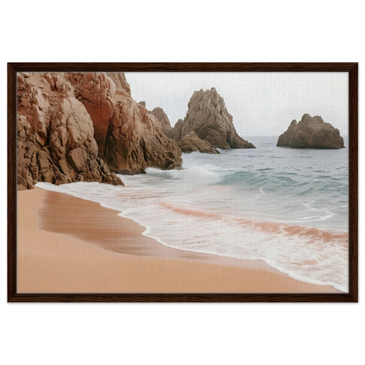 "Whispers of the Shore" – Tranquil Coastal Fine Art Photography | Wall art print - Framed Canvas - 60x90 cm / 24x36″ - Dark wood frame