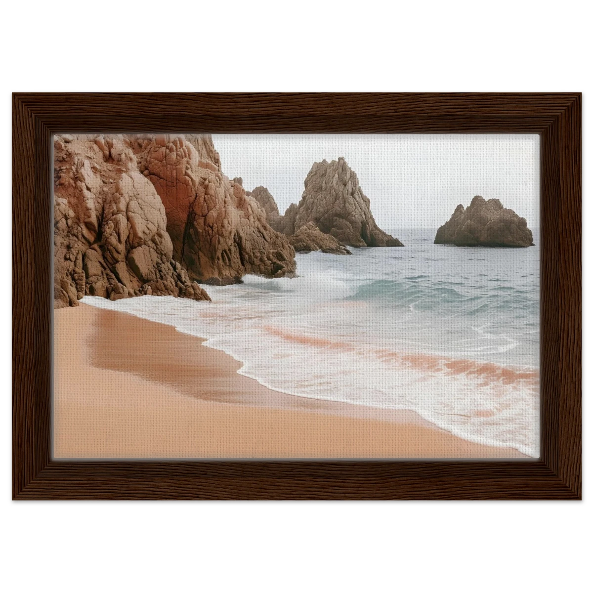 "Whispers of the Shore" – Tranquil Coastal Fine Art Photography | Wall art print - Framed Canvas - 20x30 cm / 8x12″ - Dark wood frame