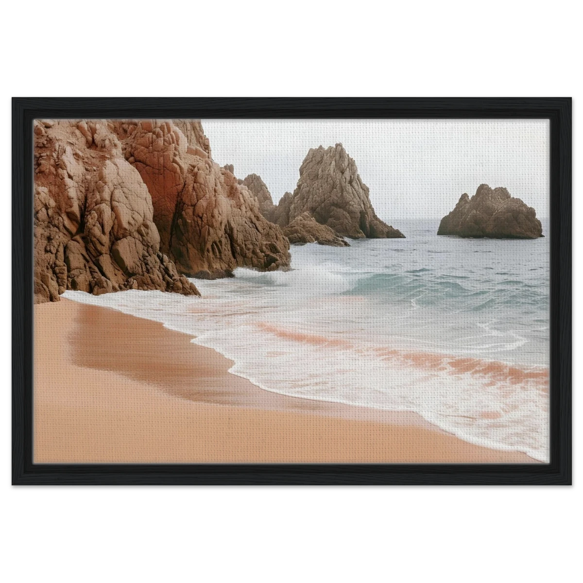 "Whispers of the Shore" – Tranquil Coastal Fine Art Photography | Wall art print - Framed Canvas - 40x60 cm / 16x24″ - Black frame