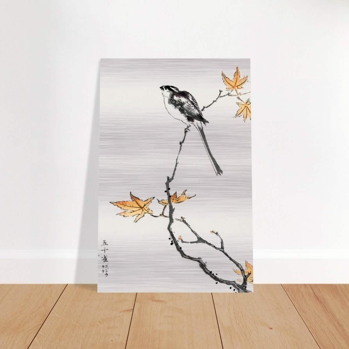 Whispers of the Sparrow | Traditional Japanese Ink and Wash wall art print - Brushed Aluminum Print - 60x90 cm / 24x36″ -