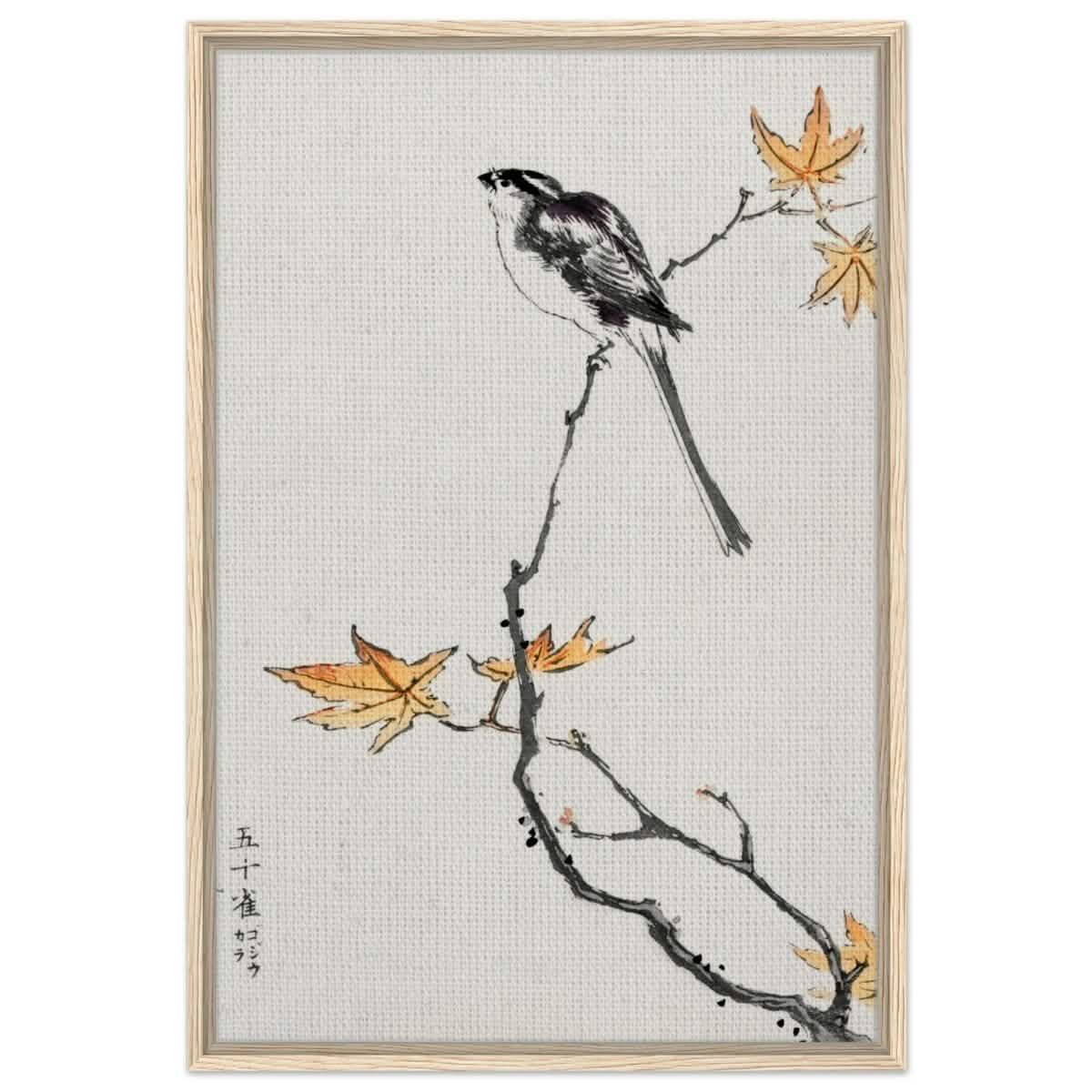 Whispers of the Sparrow | Traditional Japanese Ink and Wash wall art print - Framed Canvas - 60x90 cm / 24x36″ - Wood frame