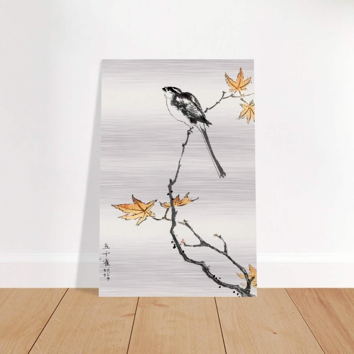 Whispers of the Sparrow | Traditional Japanese Ink and Wash wall art print - Brushed Aluminum Print - 40x60 cm / 16x24″ -