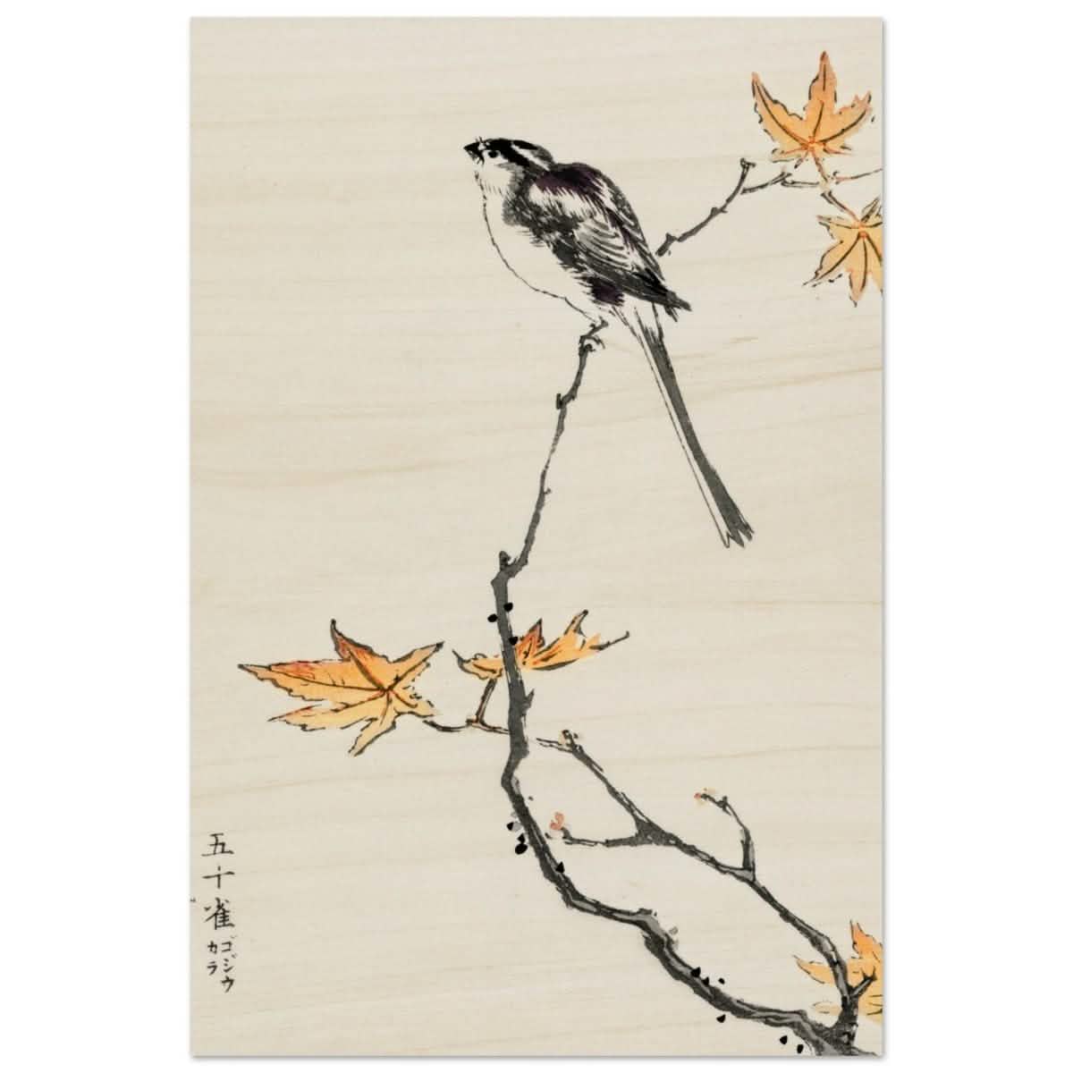 Whispers of the Sparrow | Traditional Japanese Ink and Wash wall art print - Wood Prints - 50x75 cm / 20x30″ -