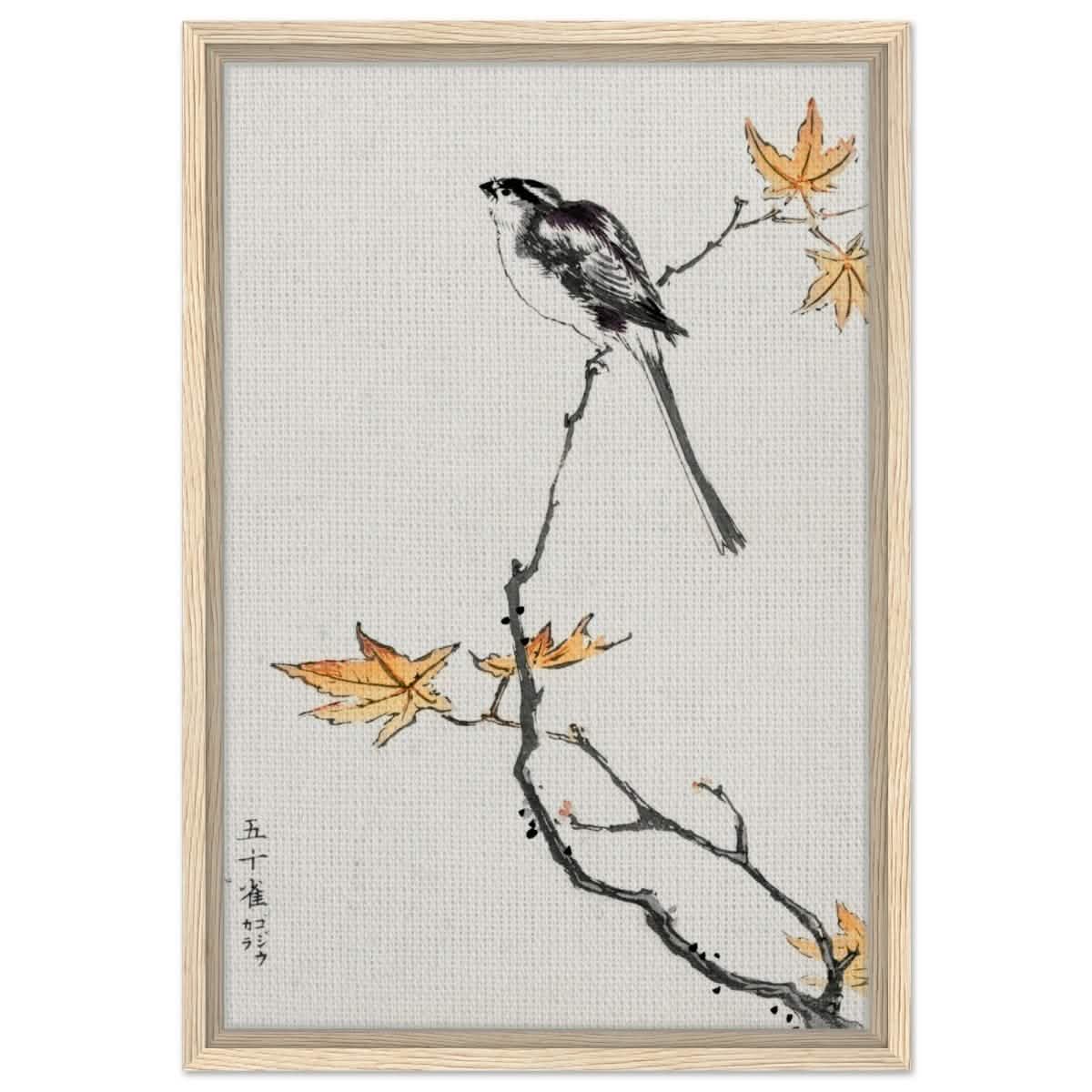 Whispers of the Sparrow | Traditional Japanese Ink and Wash wall art print - Framed Canvas - 40x60 cm / 16x24″ - Wood frame