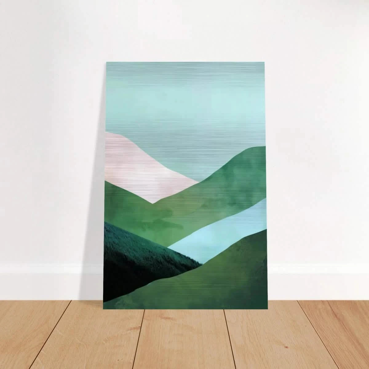 Whispers of the Valley – Minimalist Mountain Layers | wall art print - Brushed Aluminum Print - 30x45 cm / 12x18″ -