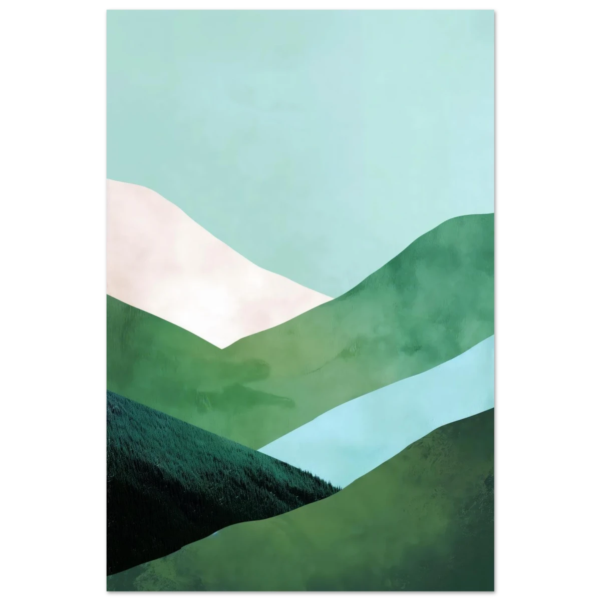 Whispers of the Valley – Minimalist Mountain Layers | wall art print - Fine Art Poster - 40x60 cm / 16x24″ -