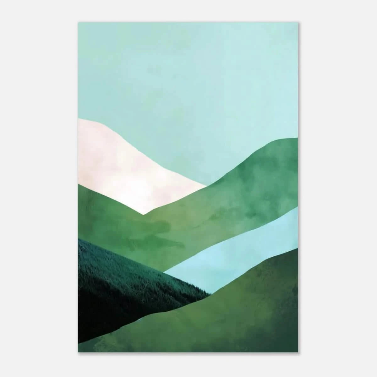 Whispers of the Valley – Minimalist Mountain Layers | wall art print - Aluminum Print - 20x30 cm / 8x12″ -