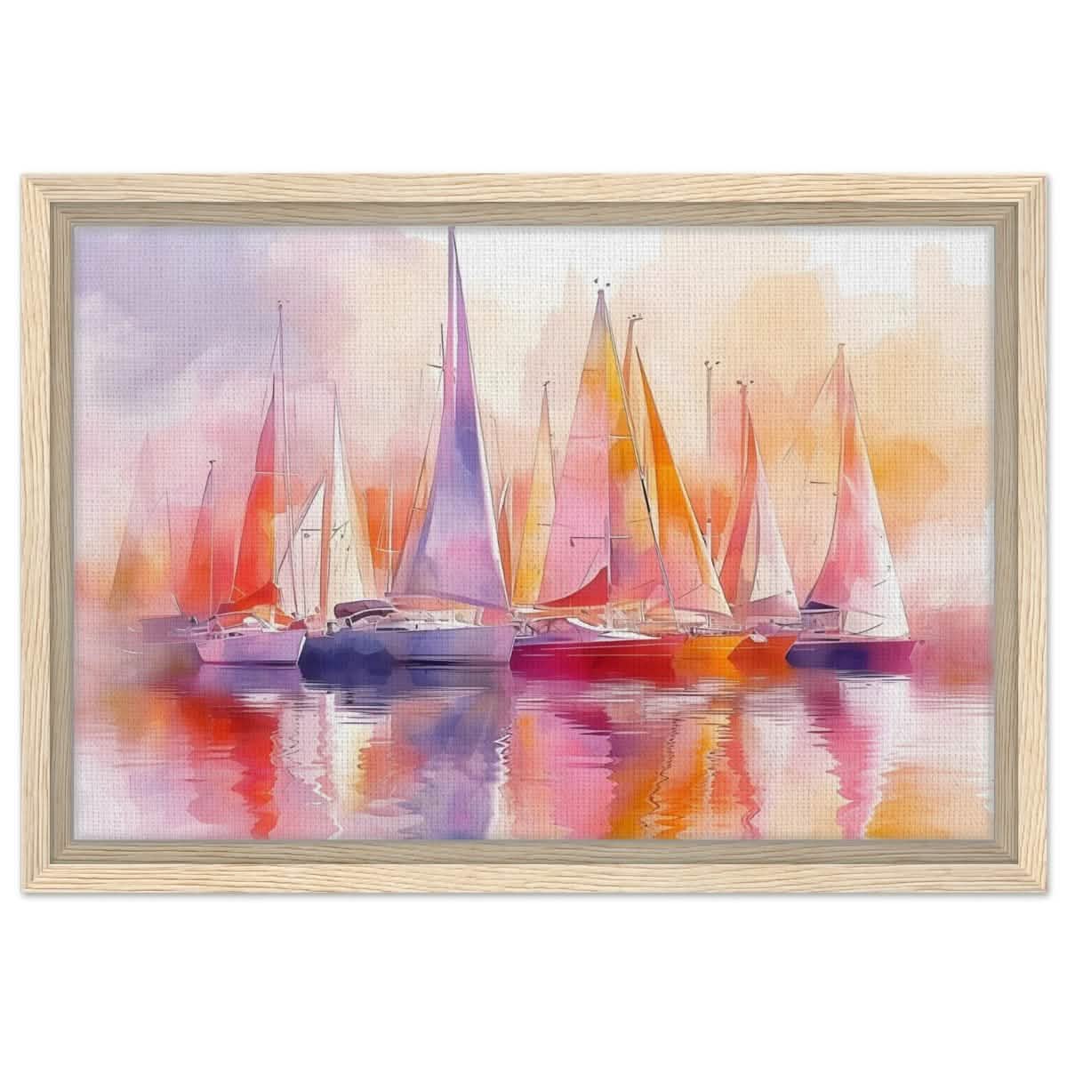 Whispers of the Wind | Contemporary Watercolor Seascape - Framed Canvas - 30x45 cm / 12x18″ - Wood frame