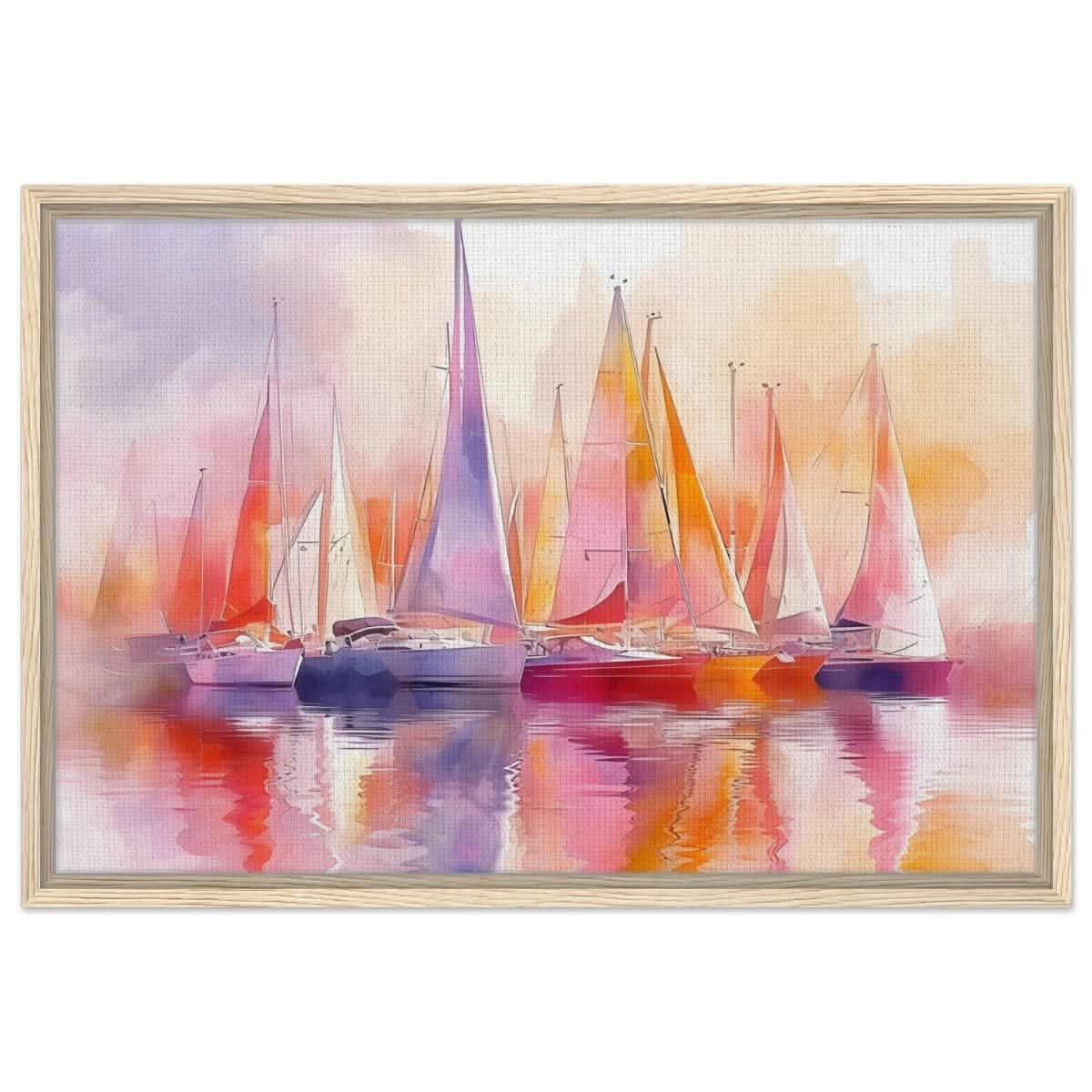 Whispers of the Wind | Contemporary Watercolor Seascape - Framed Canvas - 50x75 cm / 20x30″ - Wood frame