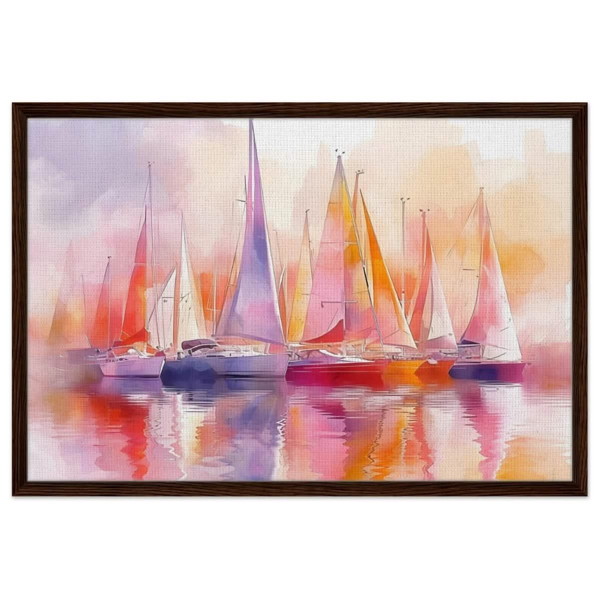 Whispers of the Wind | Contemporary Watercolor Seascape - Framed Canvas - 60x90 cm / 24x36″ - Dark wood frame