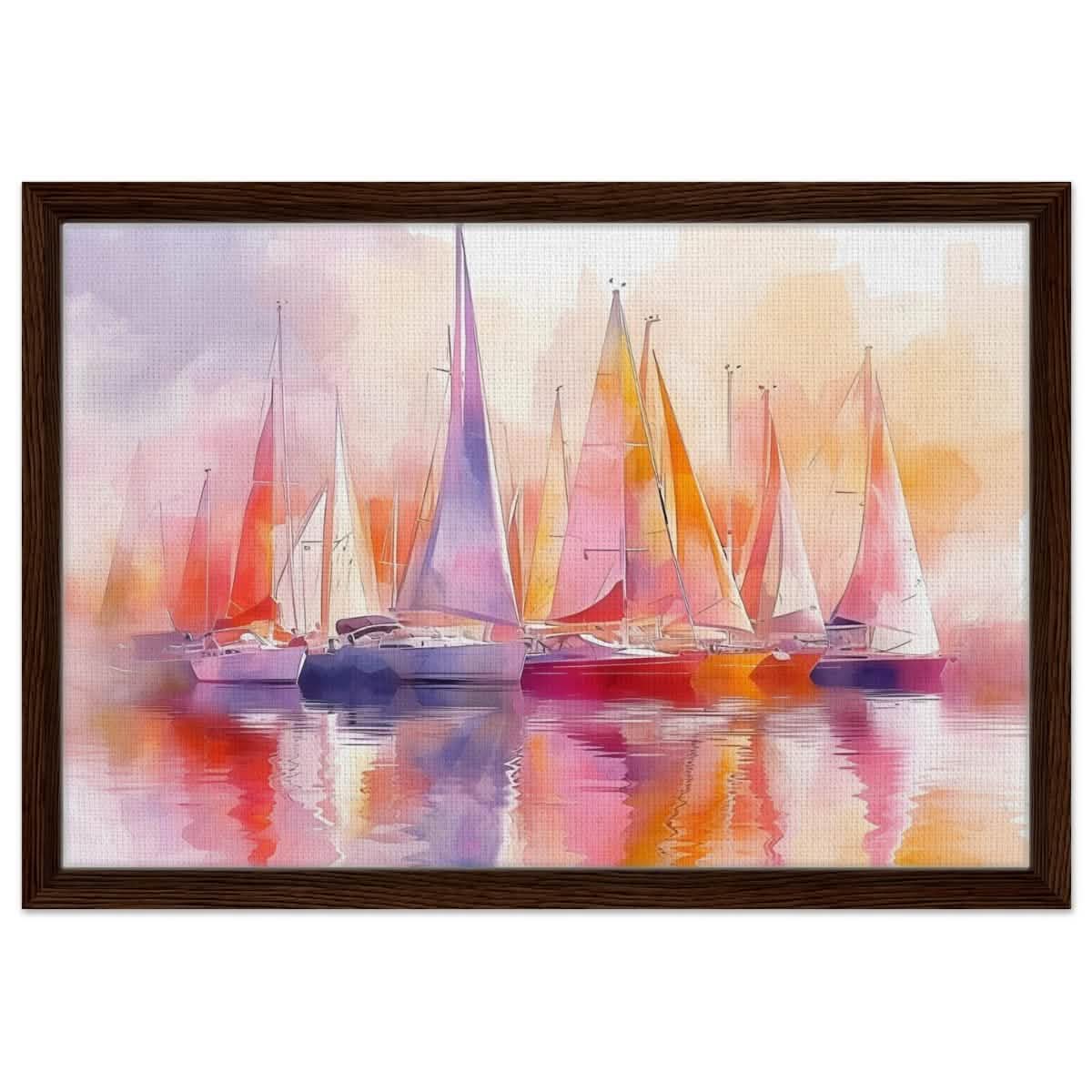 Whispers of the Wind | Contemporary Watercolor Seascape - Framed Canvas - 40x60 cm / 16x24″ - Dark wood frame