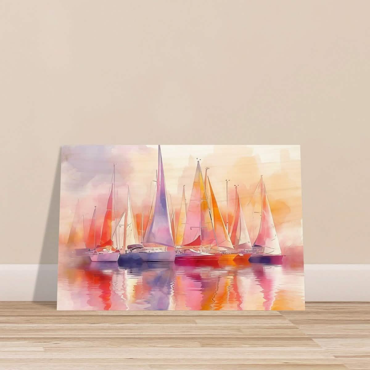 Whispers of the Wind | Contemporary Watercolor Seascape - Wood Prints - 60x90 cm / 24x36″ -