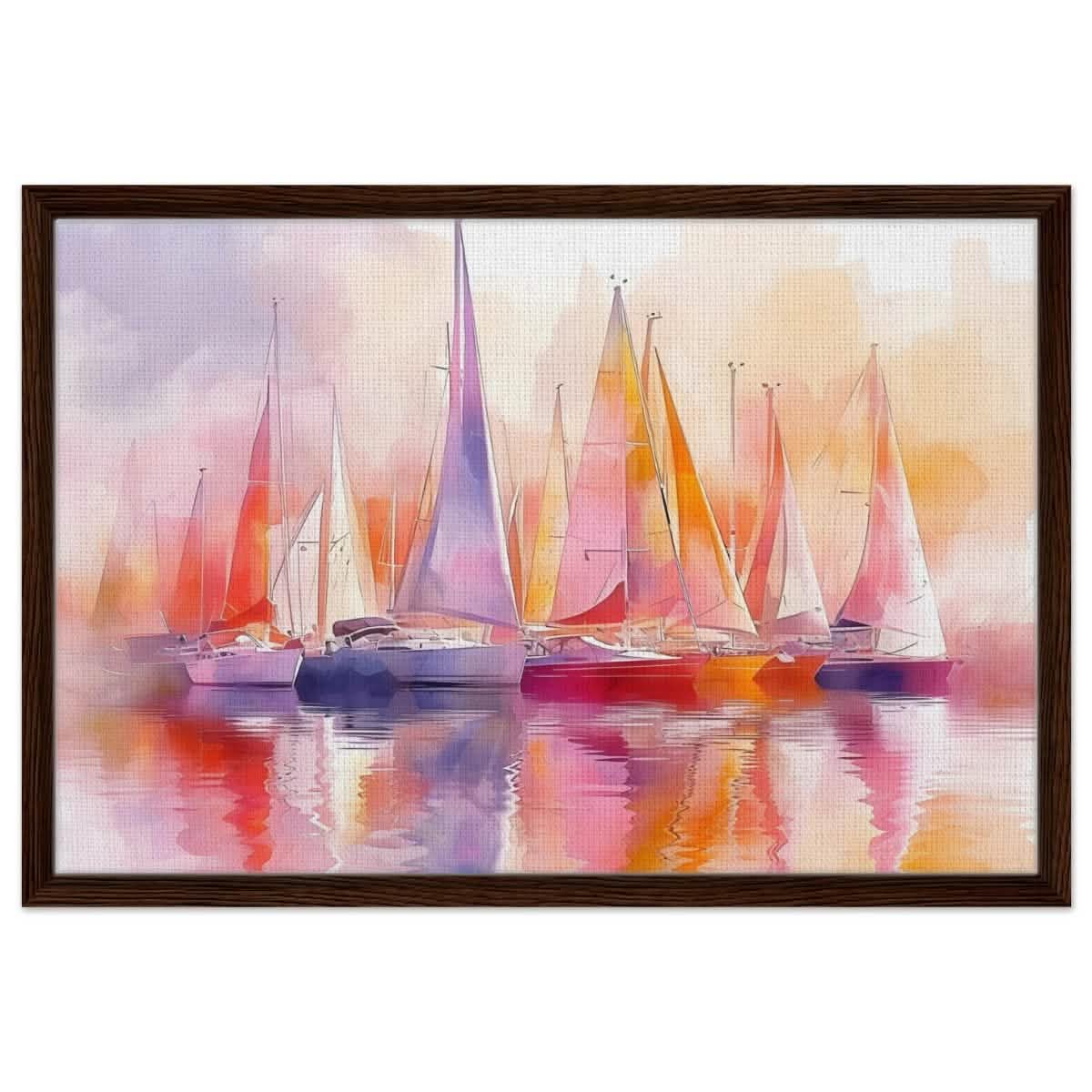 Whispers of the Wind | Contemporary Watercolor Seascape - Framed Canvas - 50x75 cm / 20x30″ - Dark wood frame