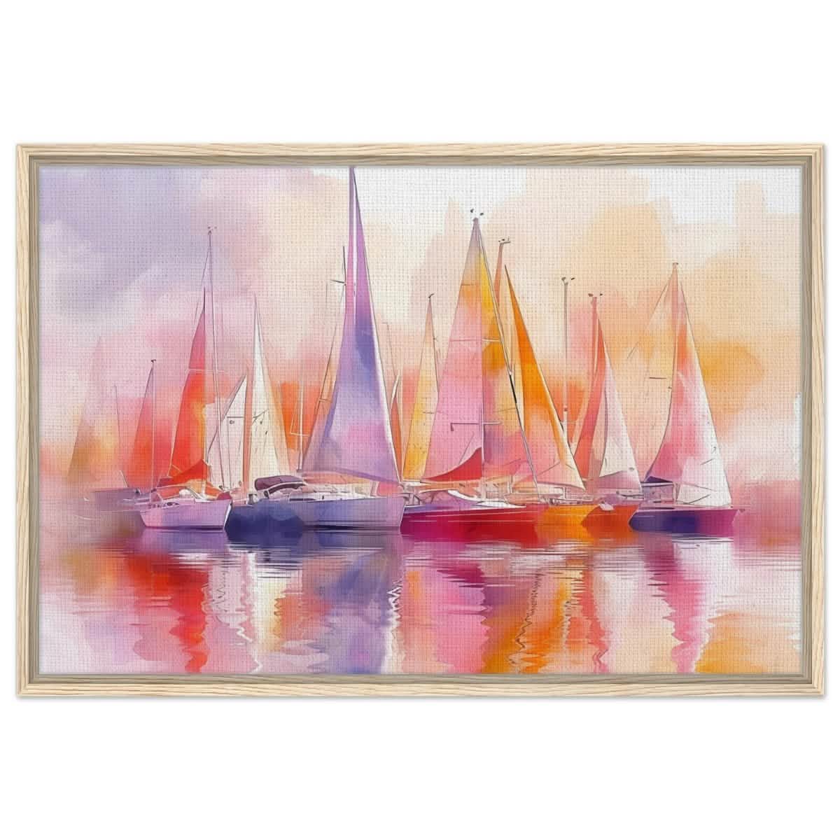 Whispers of the Wind | Contemporary Watercolor Seascape - Framed Canvas - 60x90 cm / 24x36″ - Wood frame