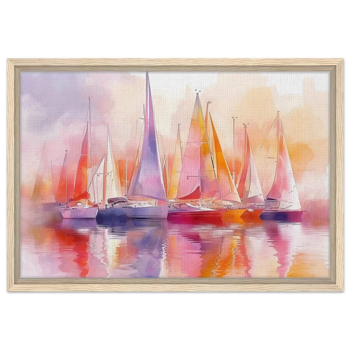 Whispers of the Wind | Contemporary Watercolor Seascape - Framed Canvas - 40x60 cm / 16x24″ - Wood frame