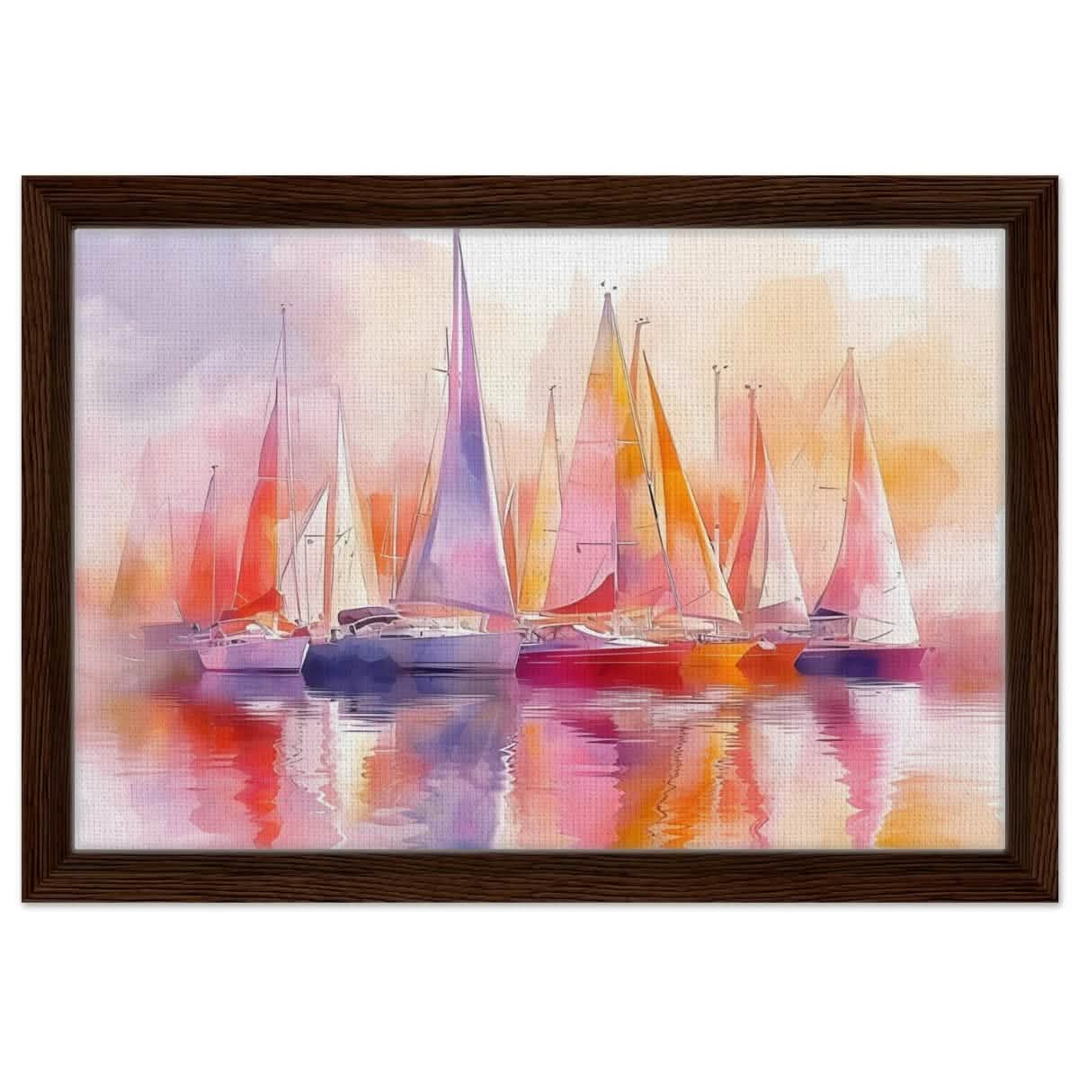 Whispers of the Wind | Contemporary Watercolor Seascape - Framed Canvas - 30x45 cm / 12x18″ - Dark wood frame