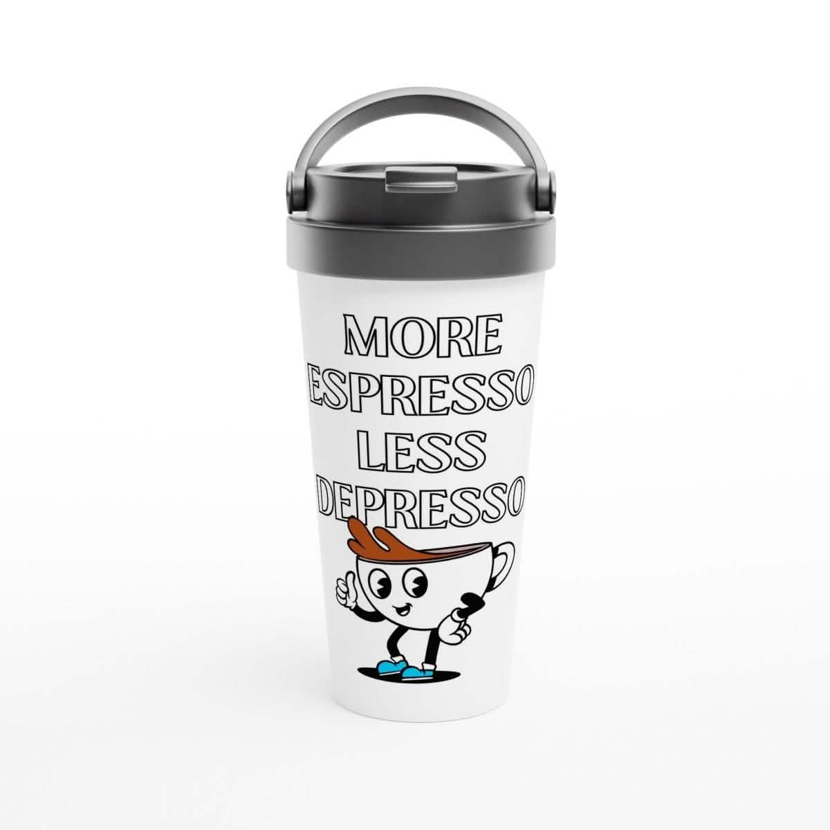 White Stainless Steel Travel Mugs | More Espresso -