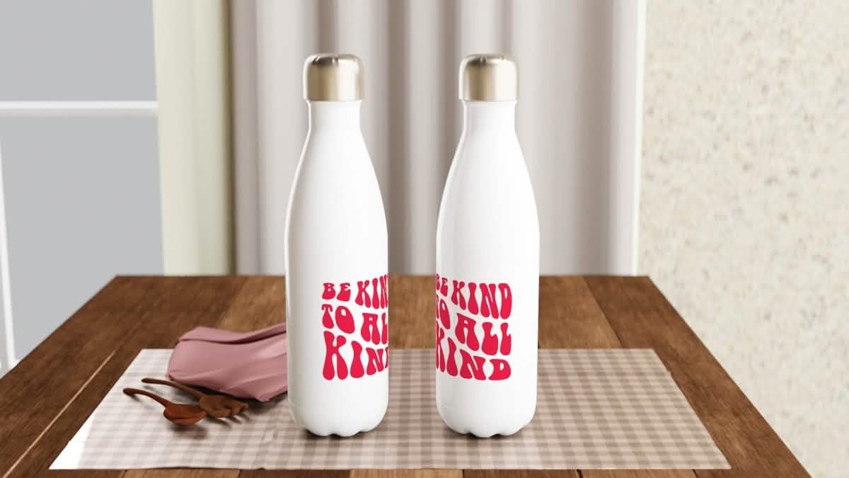 White Stainless Steel Water Bottles & Travel Mugs | Be kind - White 17oz Stainless Steel Water Bottle -