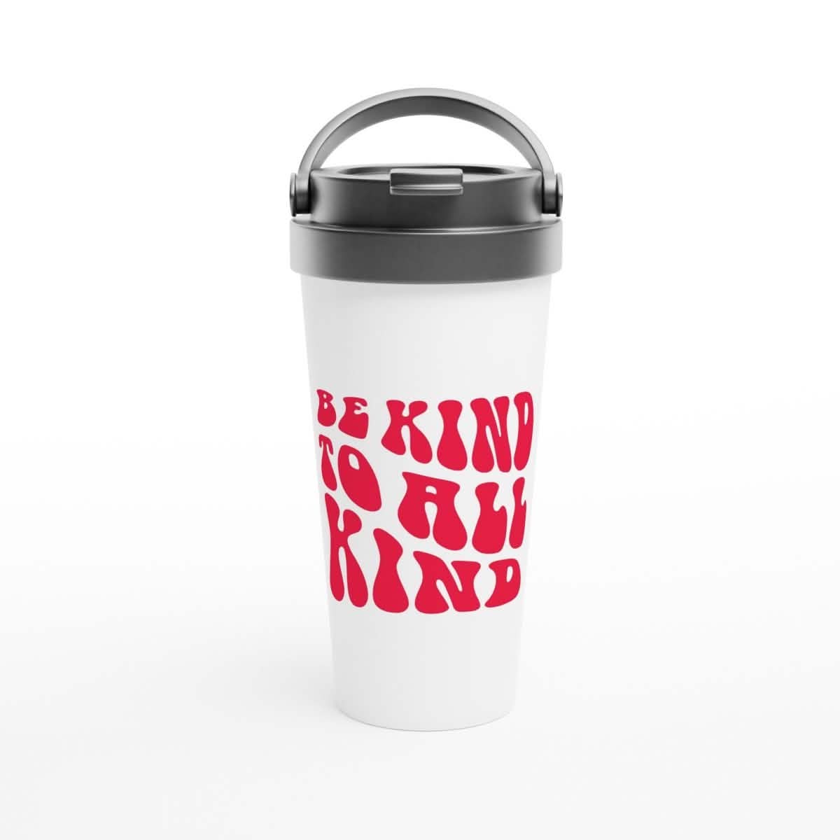 White Stainless Steel Water Bottles & Travel Mugs | Be kind - White 15oz Stainless Steel Travel Mug -