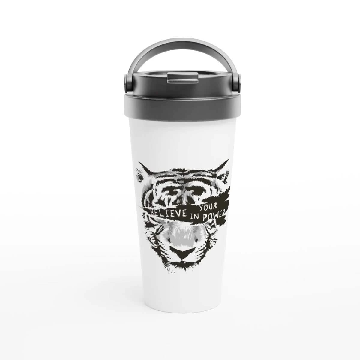 White Stainless Steel Water Bottles & Travel Mugs | Believe in Your Power - White 15oz Stainless Steel Travel Mug -