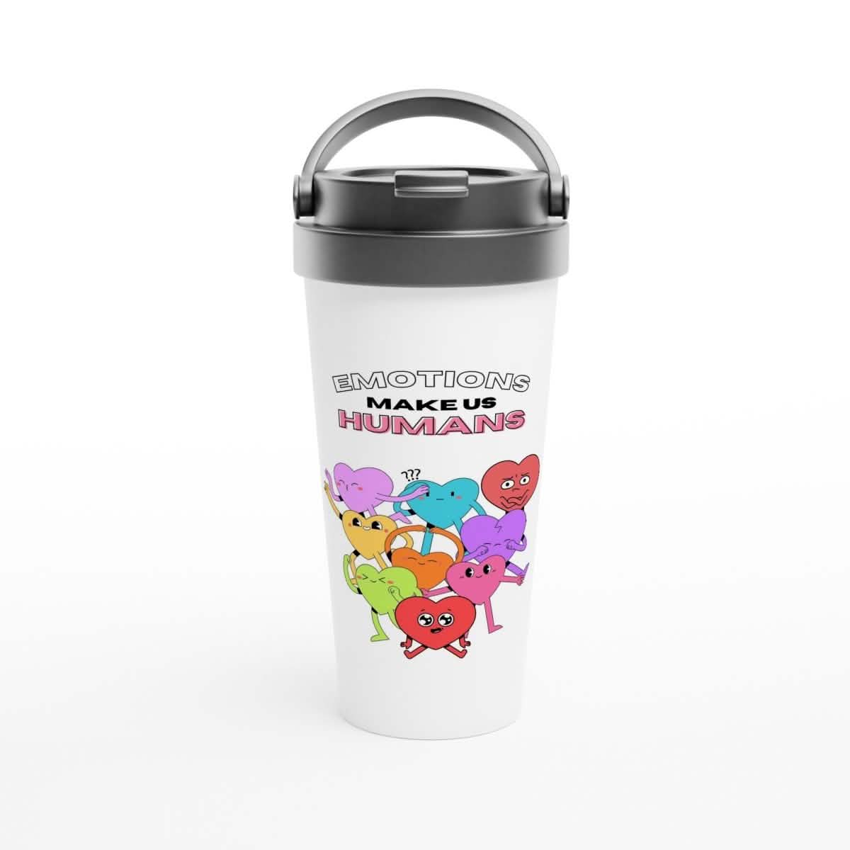 White Stainless Steel Water Bottles & Travel Mugs | Emotions make us Humans - White 15oz Stainless Steel Travel Mug -