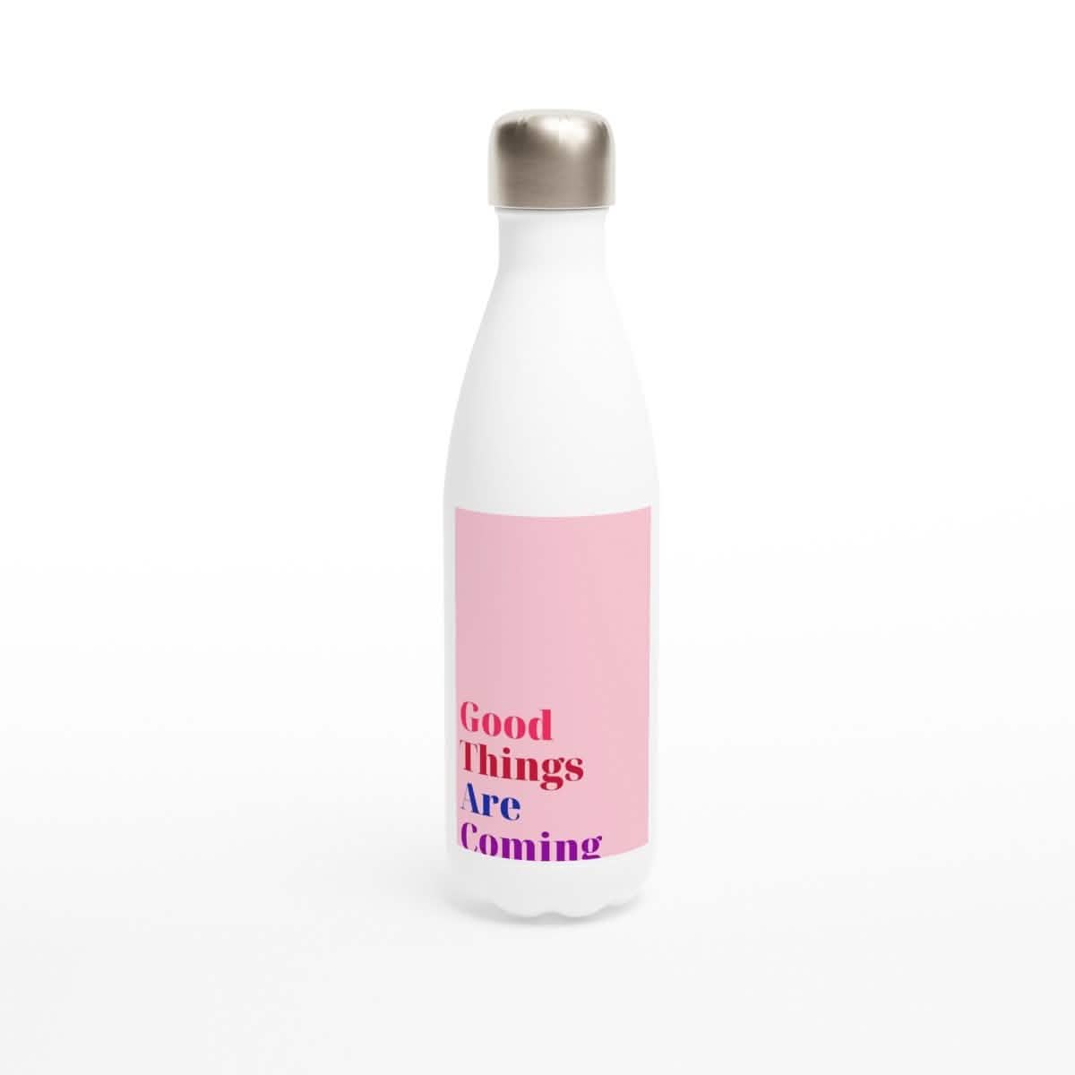 White Stainless Steel Water Bottles & Travel Mugs | Good things are coming - White 17oz Stainless Steel Water Bottle -
