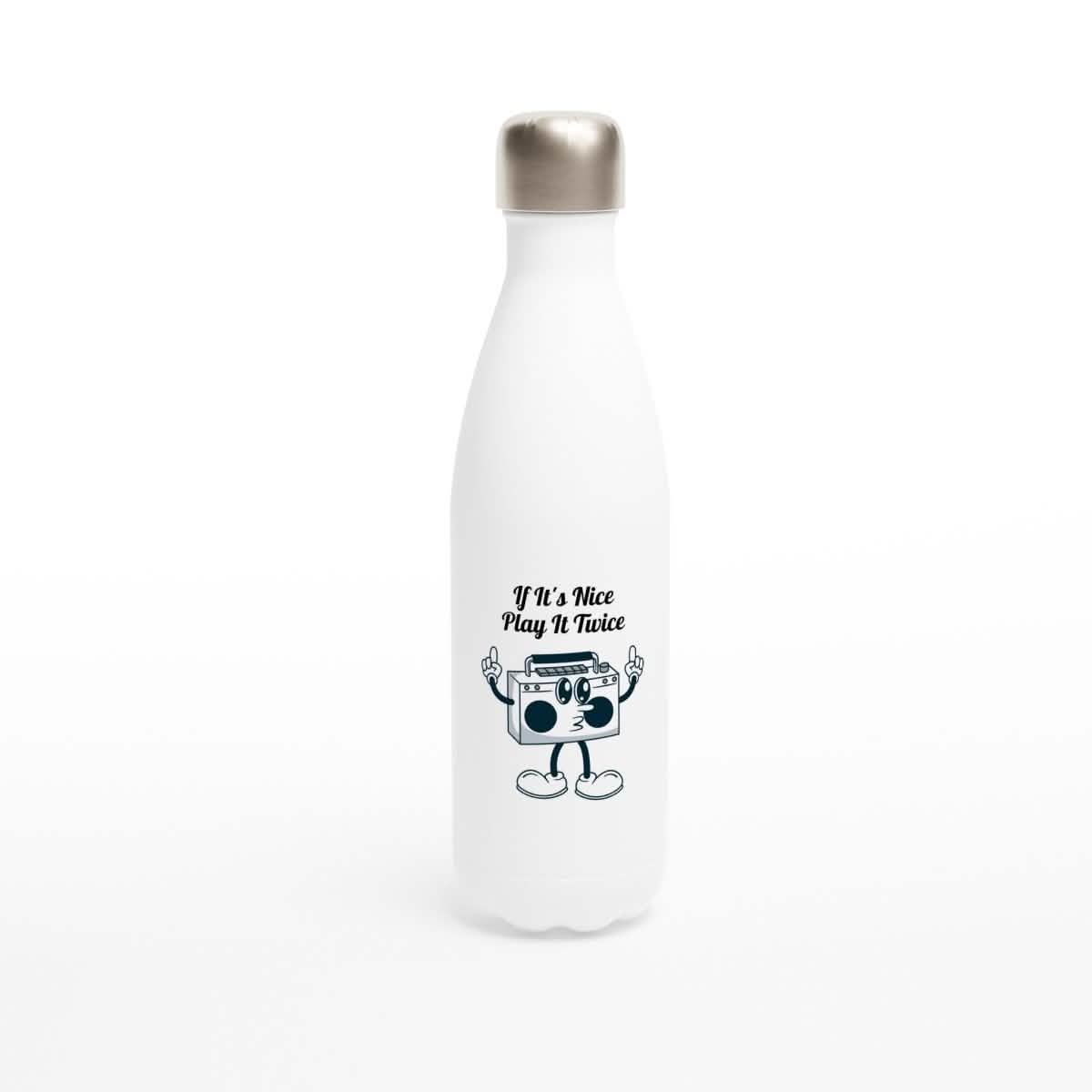 White Stainless Steel Water Bottles & Travel Mugs | if its nice play it twice - White 17oz Stainless Steel Water Bottle -