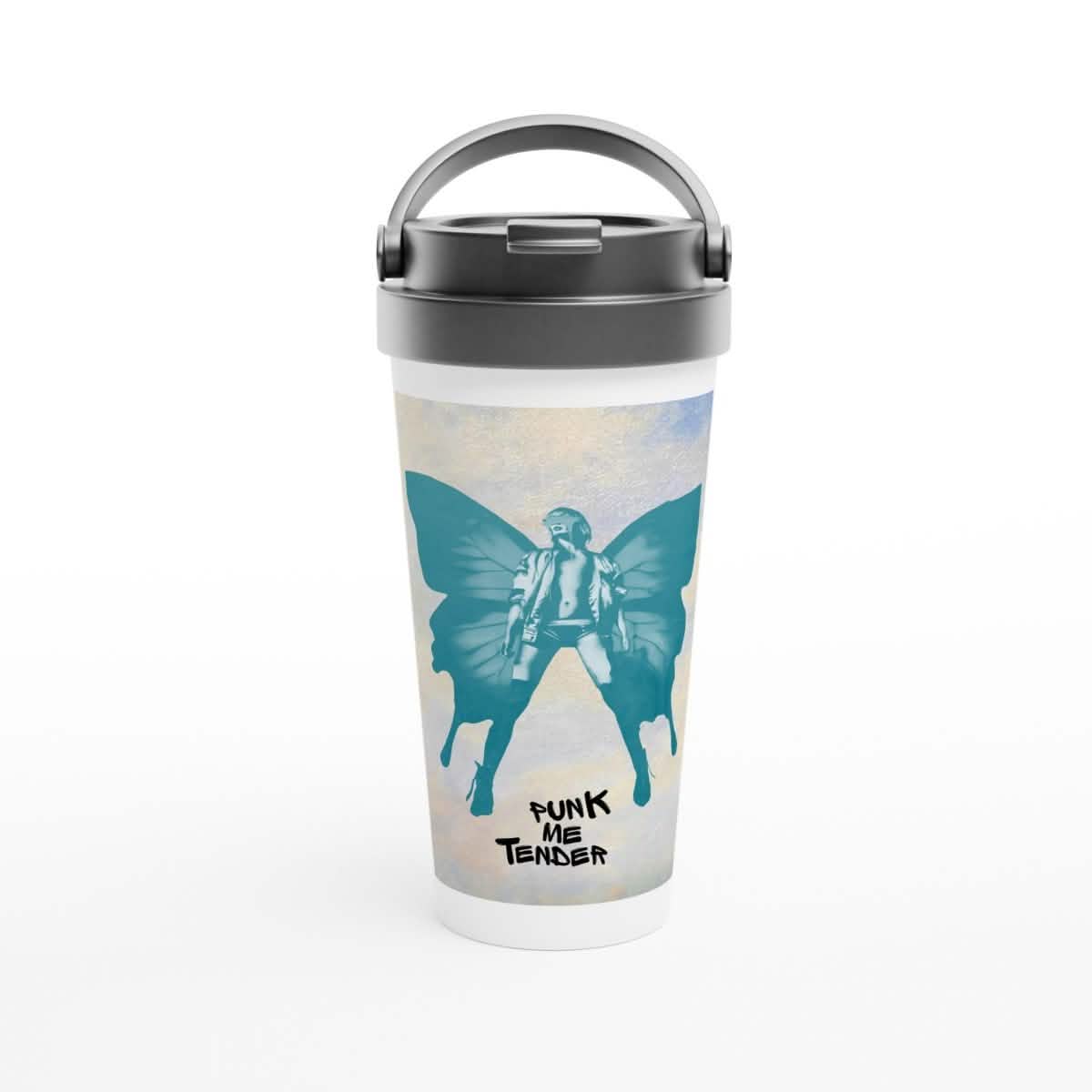 White Stainless Steel Water Bottles & Travel Mugs | Punk Me Tender - White 15oz Stainless Steel Travel Mug -