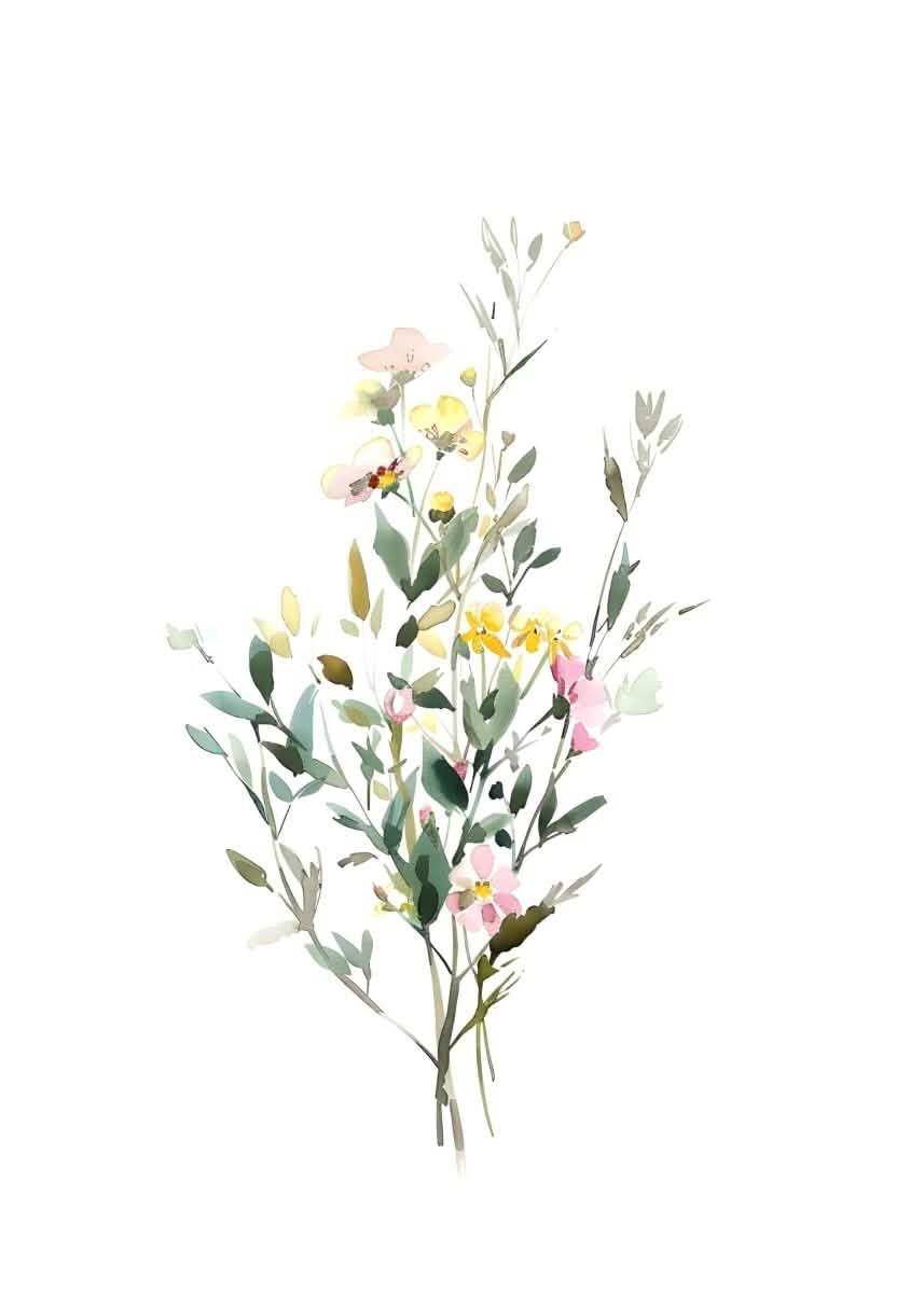 "Wild Meadow Whispers" – Soft Botanical Watercolor Elegance | Wall Art Print | 6 Design Options - 20x30 cm / 8x12" - Design Option 6 - Canvas