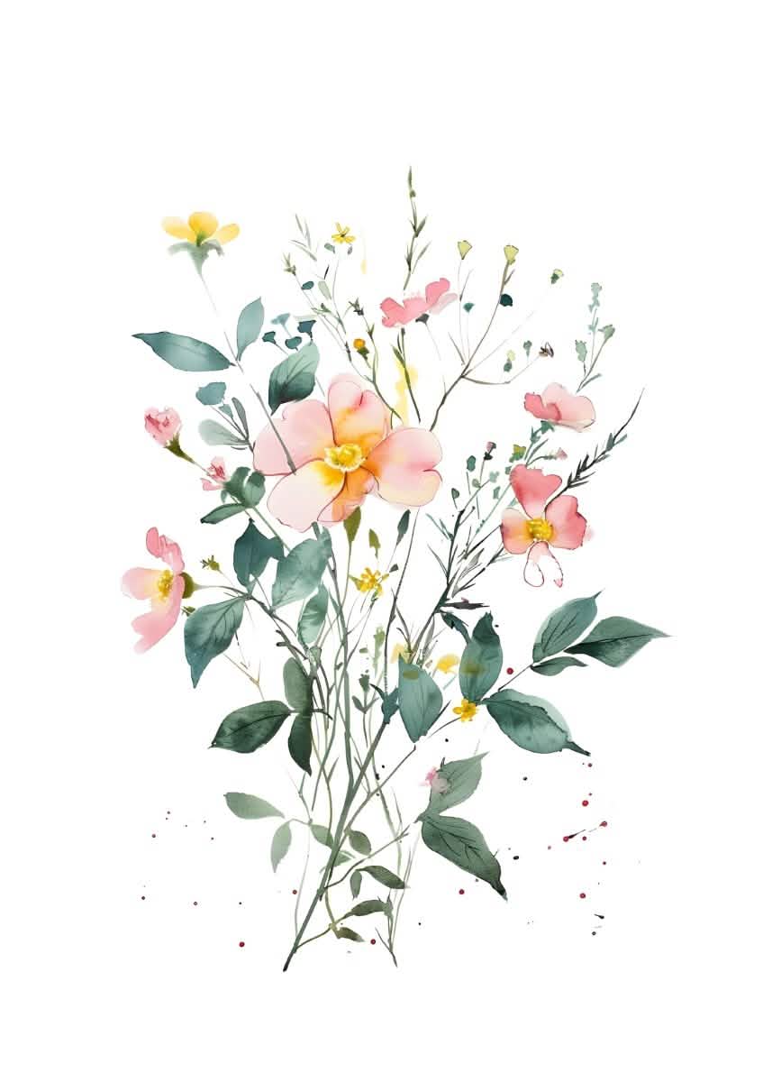"Wild Meadow Whispers" – Soft Botanical Watercolor Elegance | Wall Art Print | 6 Design Options - 20x30 cm / 8x12" - Design Option4 - Canvas