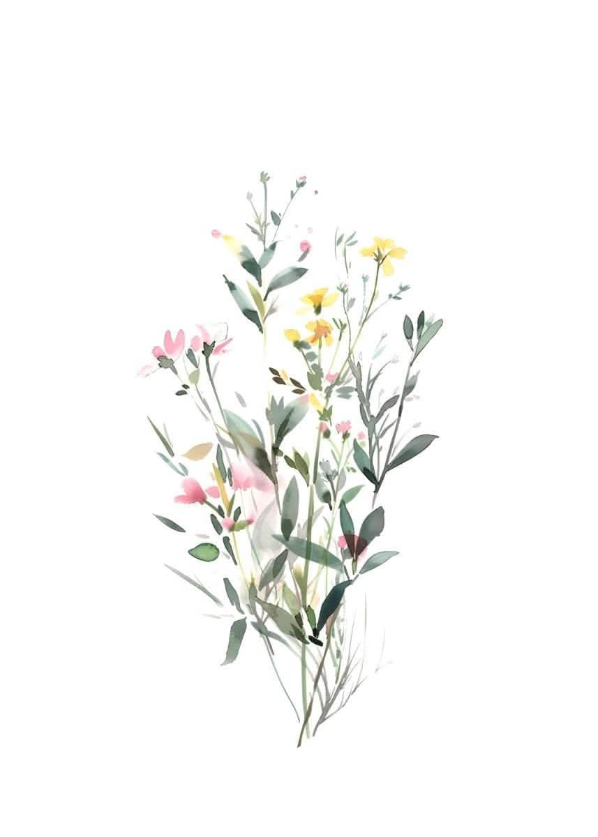 "Wild Meadow Whispers" – Soft Botanical Watercolor Elegance | Wall Art Print | 6 Design Options - 20x30 cm / 8x12" - Design Option 5 - Canvas