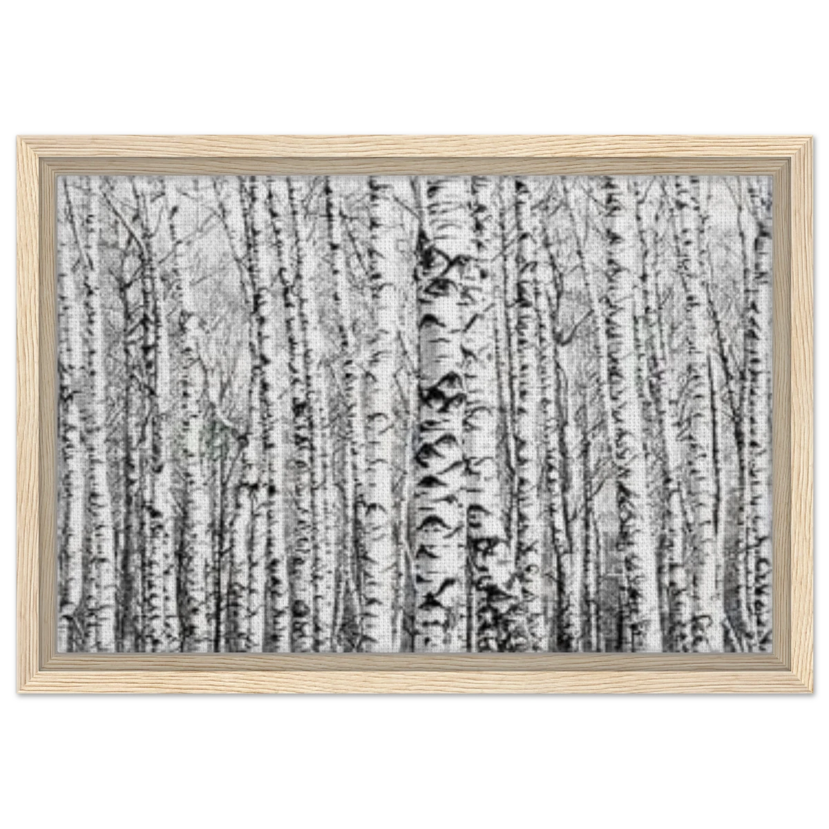 Winter Birch – A Minimalist Forest Escape Wall art - Framed Canvas - 30x45 cm / 12x18″ - Wood frame