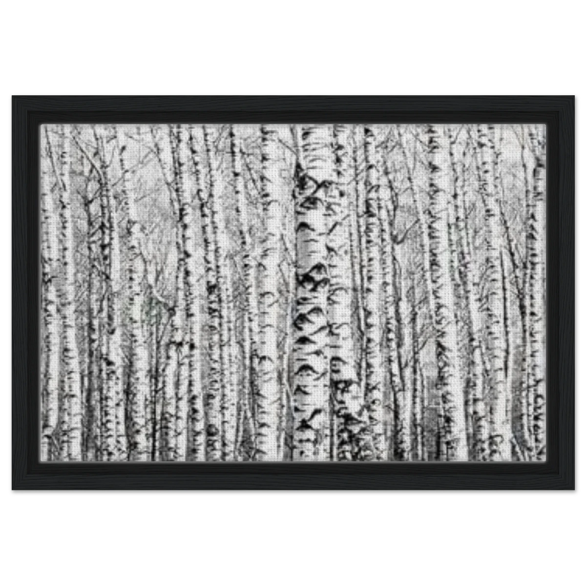 Winter Birch – A Minimalist Forest Escape Wall art - Framed Canvas - 30x45 cm / 12x18″ - Black frame