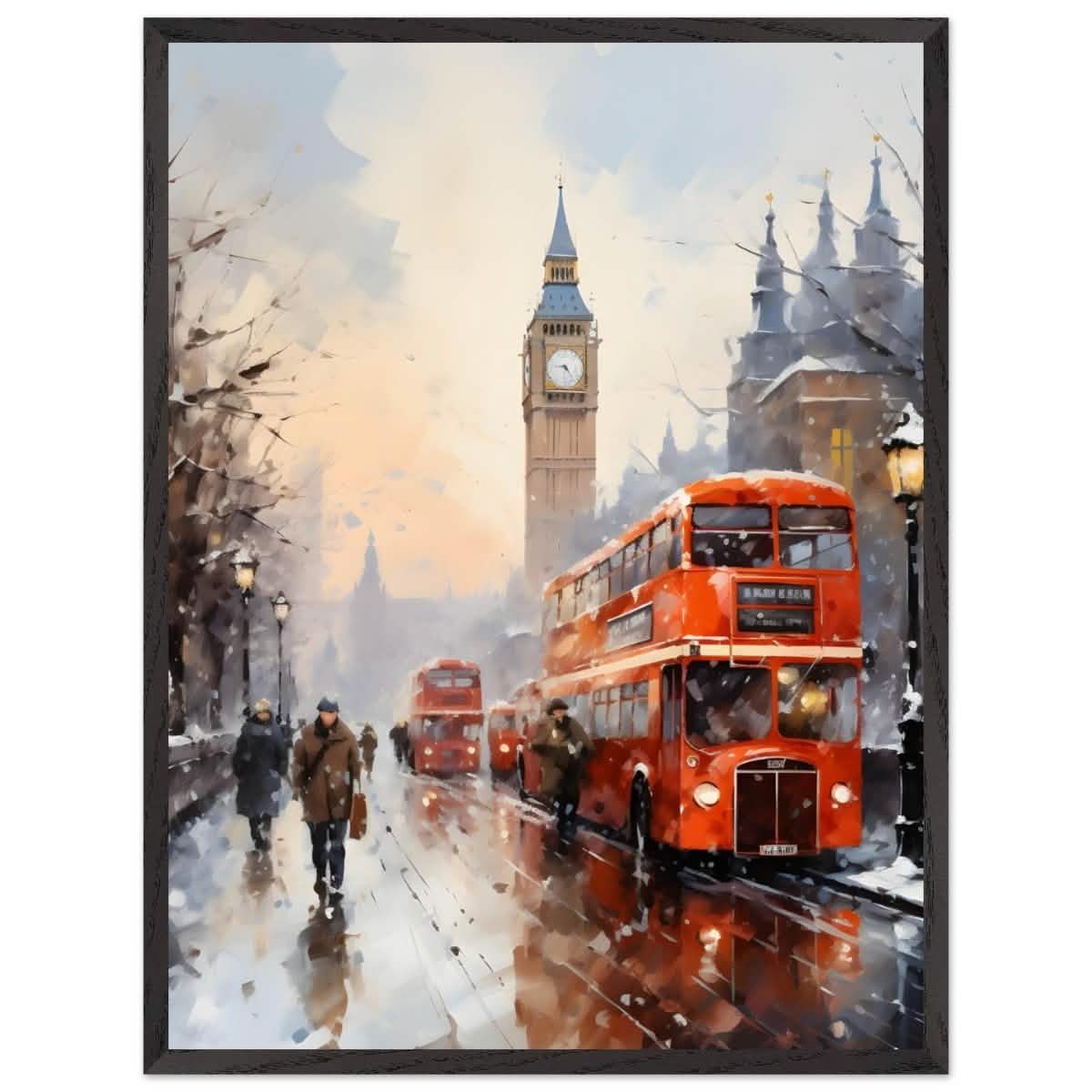 Winter by Big Ben | City Art Wall art print - Premium Wooden Framed Poster With Premium Matte Paper - 60x80 cm / 24x32″ - Black frame