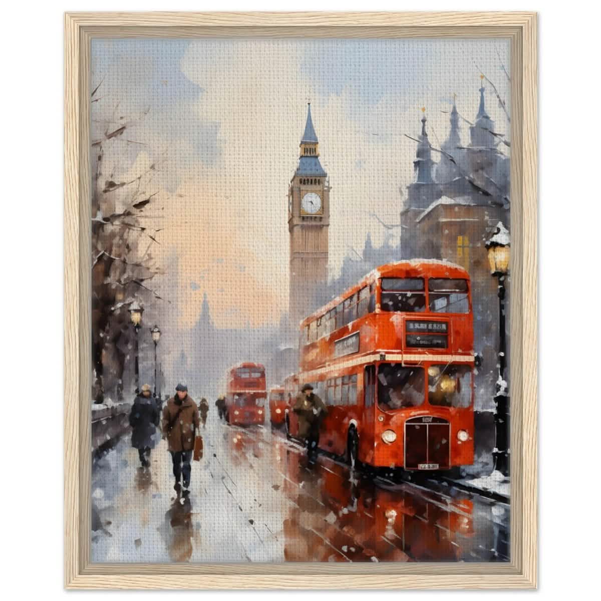 Winter by Big Ben | City Art Wall art print - Framed Canvas - 40x50 cm / 16x20″ - Wood frame