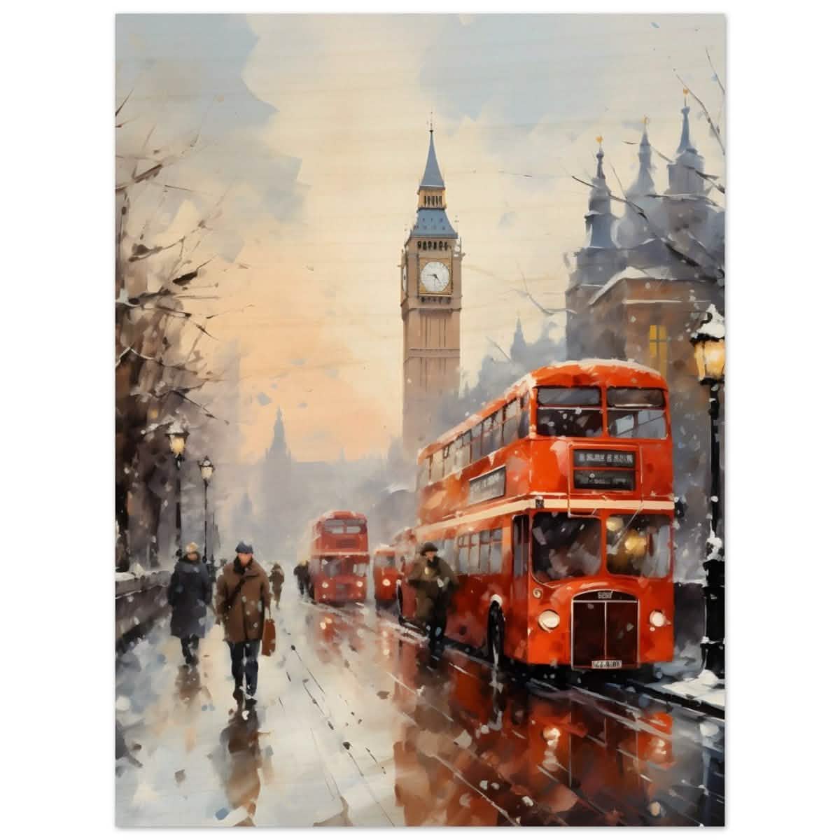 Winter by Big Ben | City Art Wall art print - Wood Prints - 60x80 cm / 24x32″ -