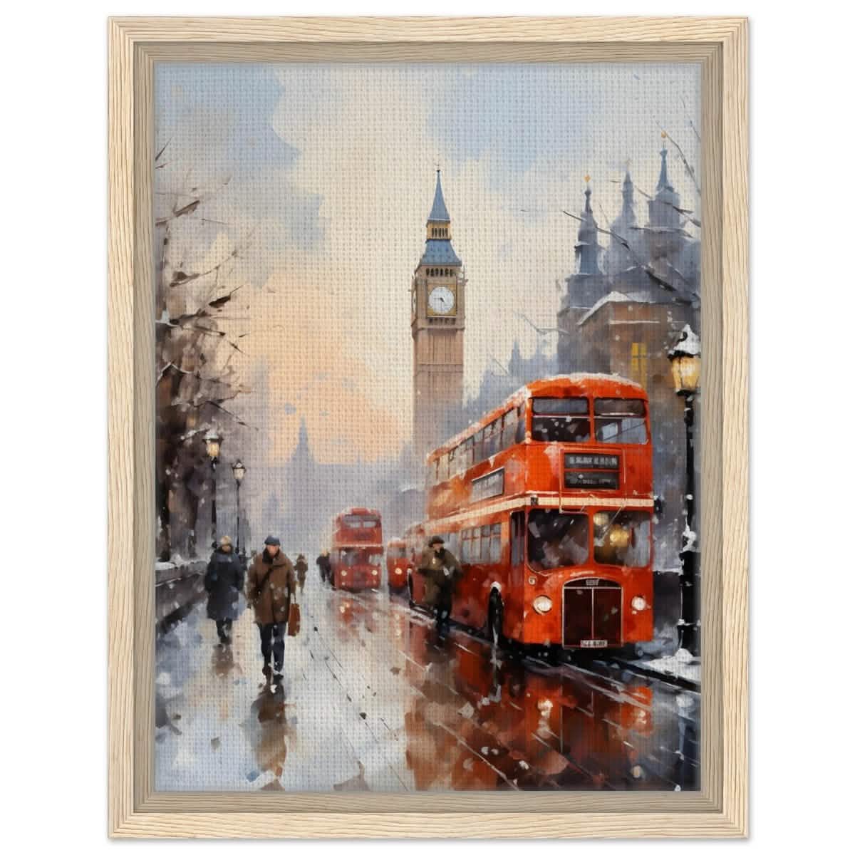Winter by Big Ben | City Art Wall art print - Framed Canvas - 30x40 cm / 12x16″ - Wood frame