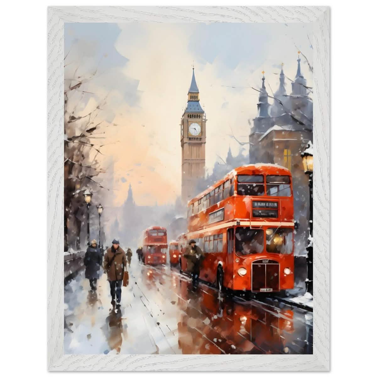 Winter by Big Ben | City Art Wall art print - Premium Wooden Framed Poster With Premium Matte Paper - 30x40 cm / 12x16″ - White frame