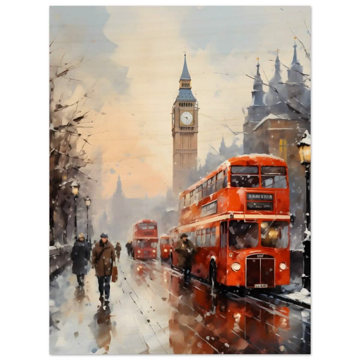 Winter by Big Ben | City Art Wall art print - Wood Prints - 30x40 cm / 12x16″ -