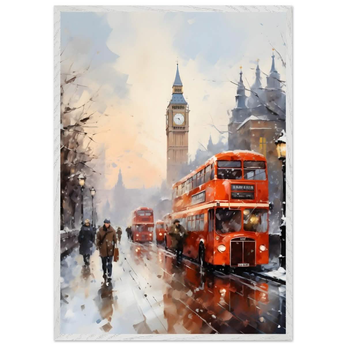 Winter by Big Ben | City Art Wall art print - Premium Wooden Framed Poster With Premium Matte Paper - 70x100 cm / 28x40″ - White frame