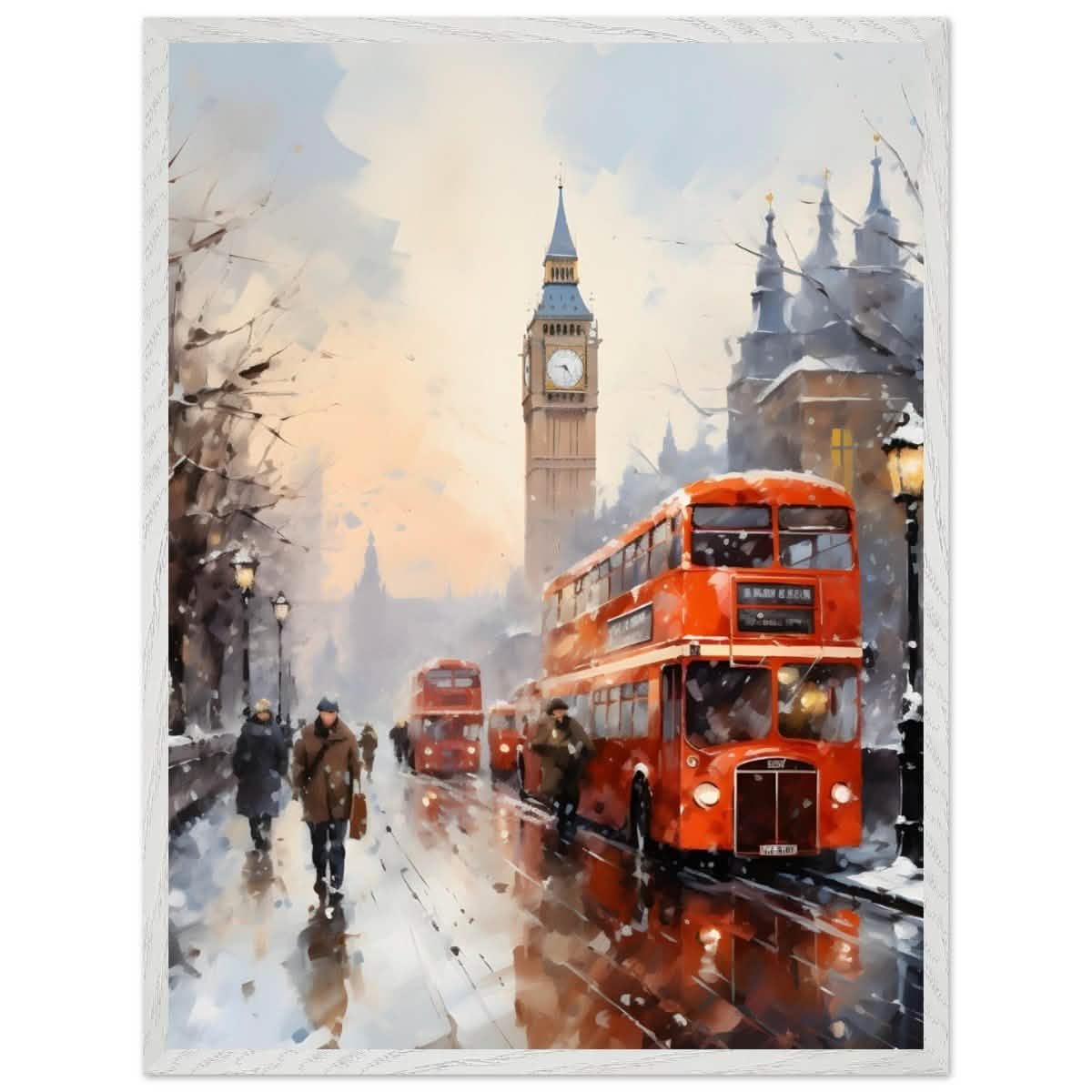 Winter by Big Ben | City Art Wall art print - Premium Wooden Framed Poster With Premium Matte Paper - 60x80 cm / 24x32″ - White frame